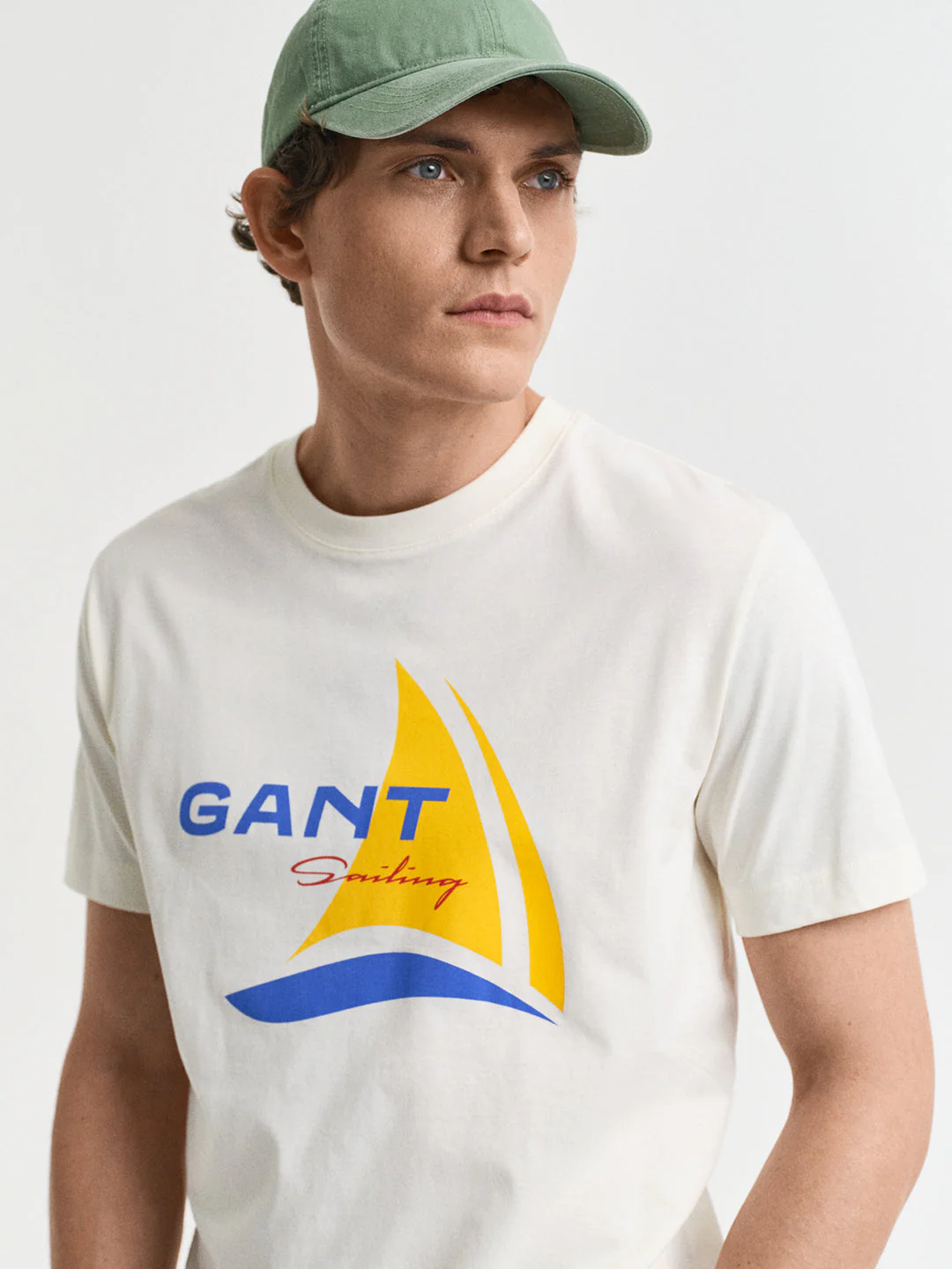 Gant Men Cream Round Neck Short Sleeves T-Shirt - Image 4