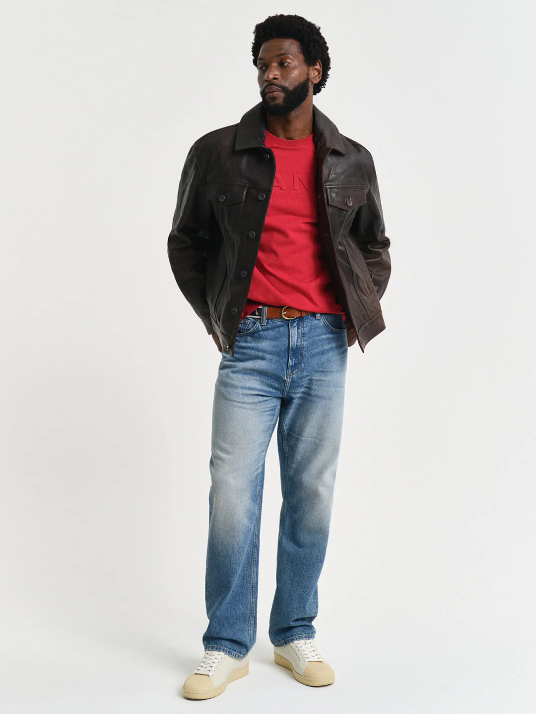 Gant Men Red Solid Round Neck Short Sleeves T-Shirt - Image 4