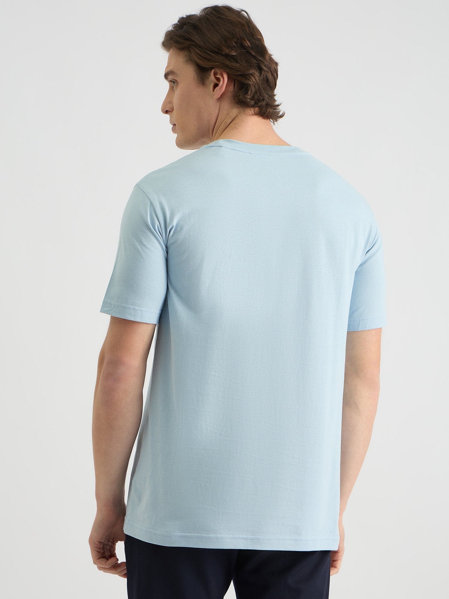 Gant Men Blue Regular Fit Solid Crew Neck Tshirt - Image 3