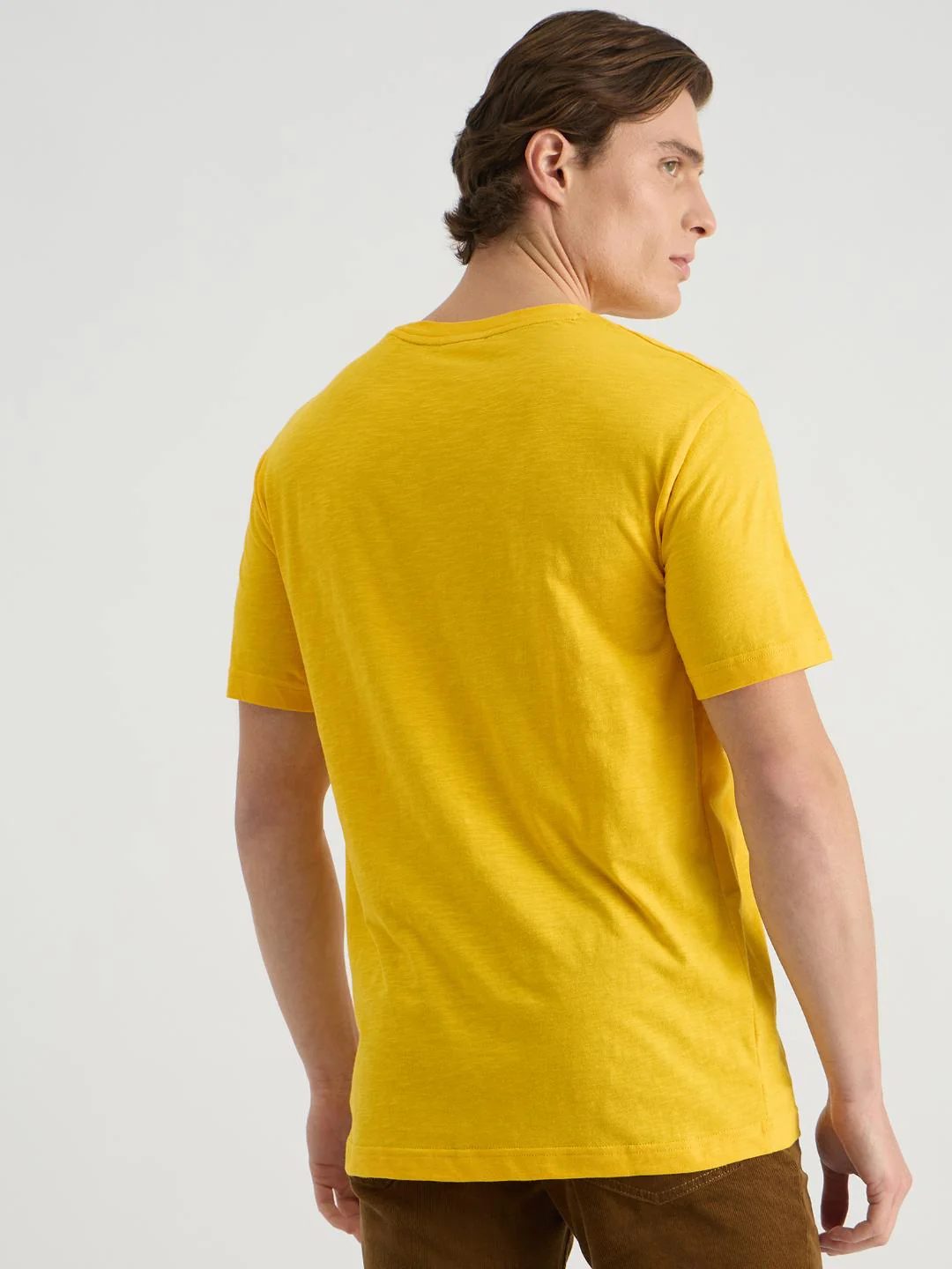 Gant Men Yellow Regular Fit Solid Crew Neck Tshirt - Image 3