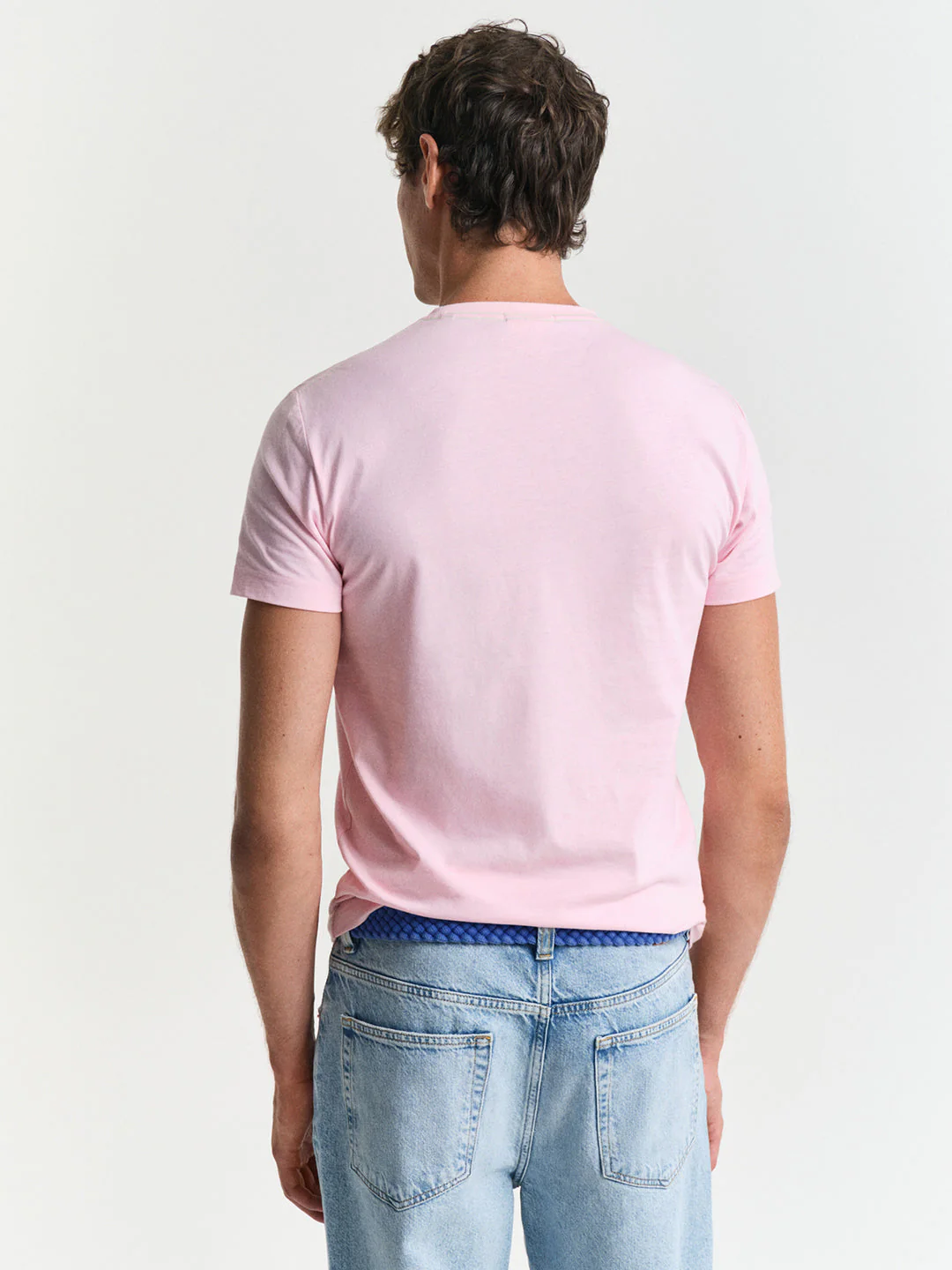 Gant Men Pink Solid Round Neck Short Sleeves T-Shirt - Image 2