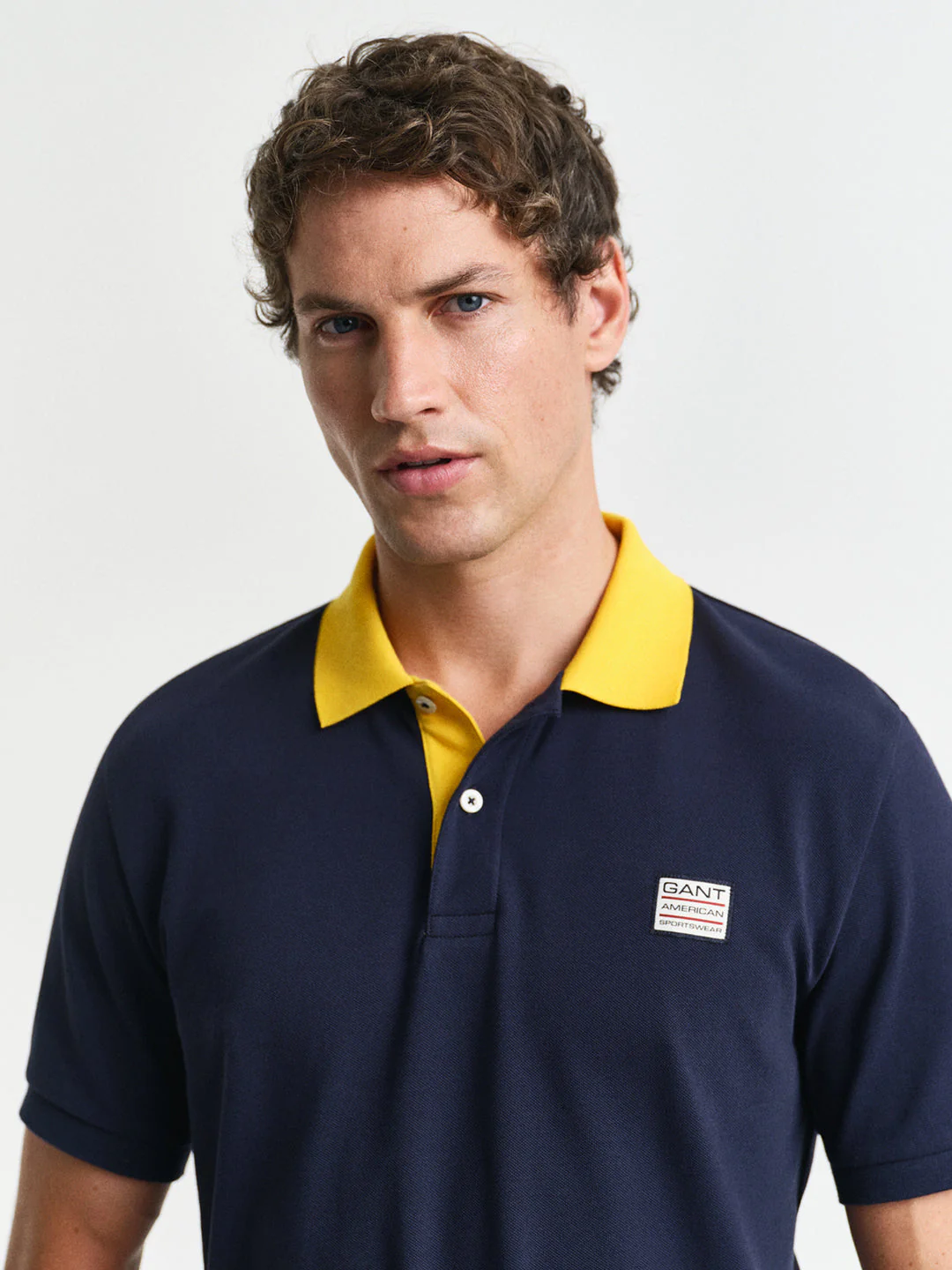 Gant Men Blue Solid Collared Short Sleeves Polo Tshirt - Image 3