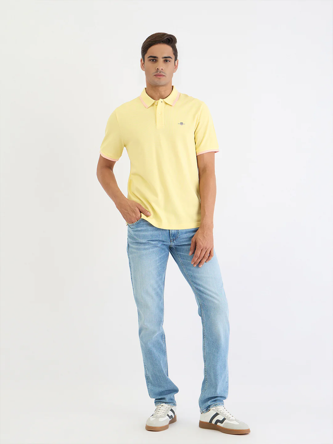 Gant Men Yellow Solid Polo Tshirt - Image 2