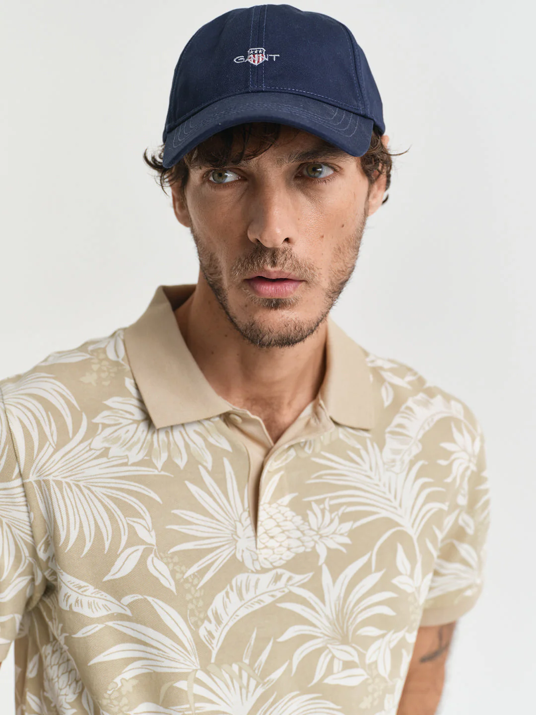 Gant Men Beige Printed Short Sleeves Polo Tshirt - Image 3