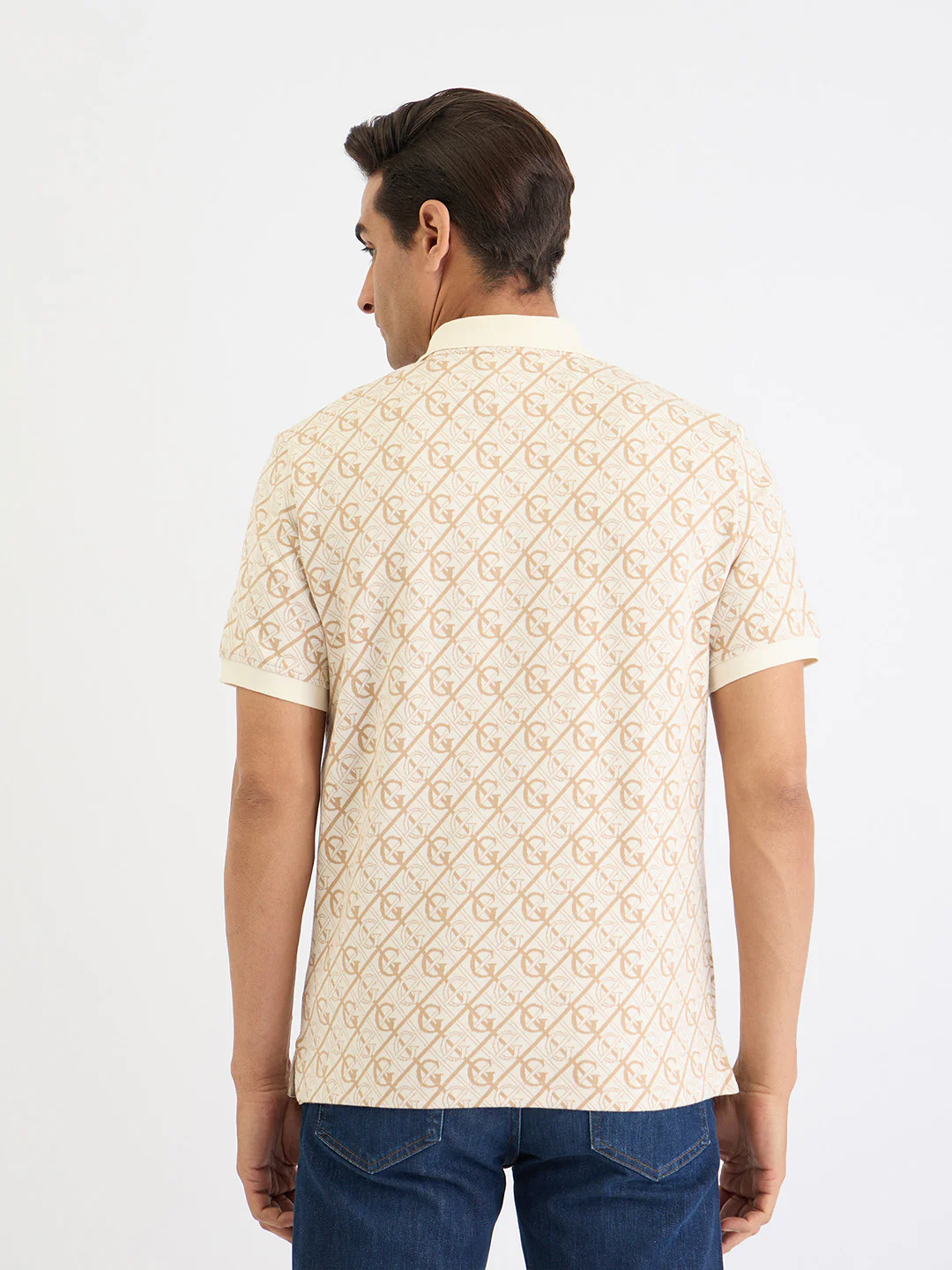 Gant Men Cream Printed Polo Tshirt - Image 3