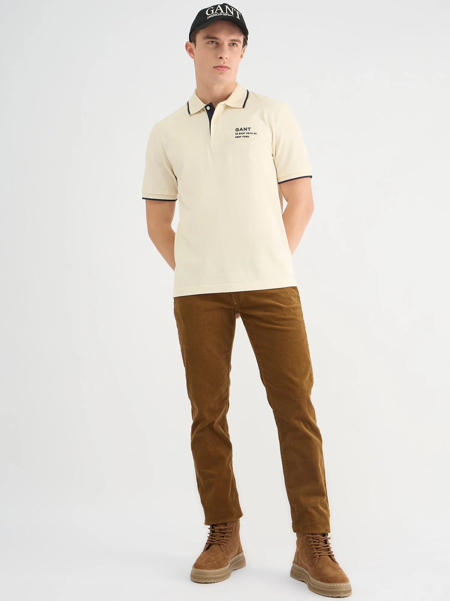 Gant Men Cream Regular Fit Solid Polo Tshirt - Image 2