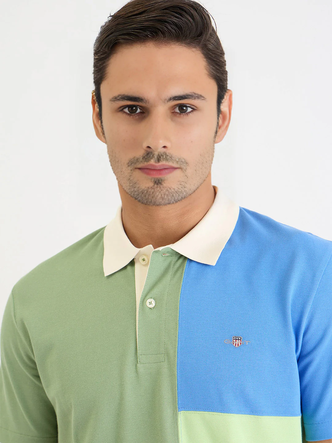 Gant Men Green Color Block Polo Tshirt - Image 4