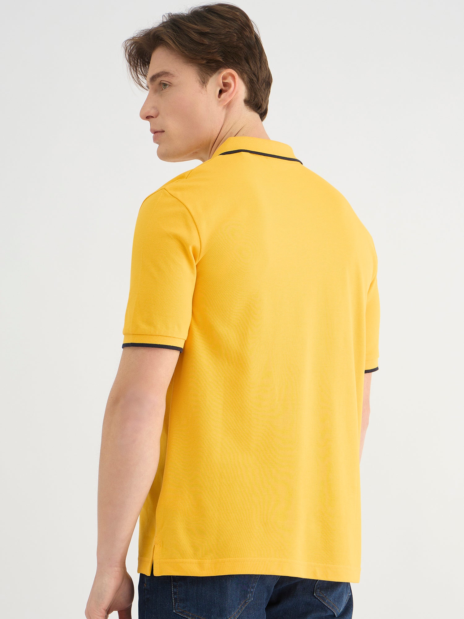 Gant Men Yellow Regular Fit Solid Polo Tshirt - Image 3