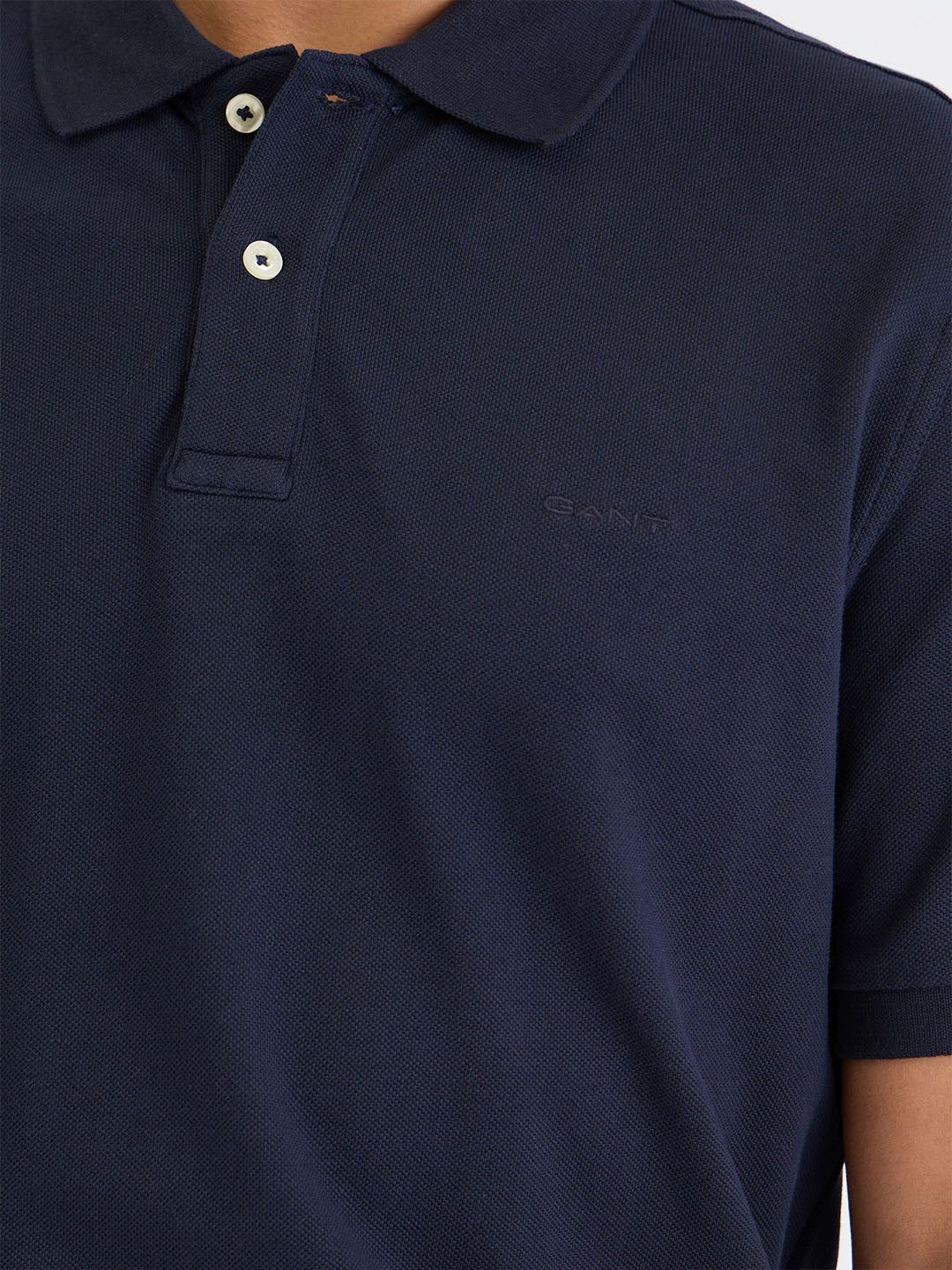 Gant Men Blue Solid Polo Tshirt - Image 5