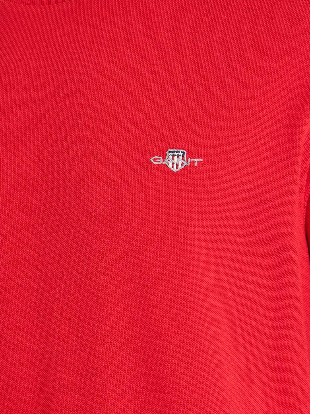 Gant Men Red Solid Round Neck Tshirt - Image 5
