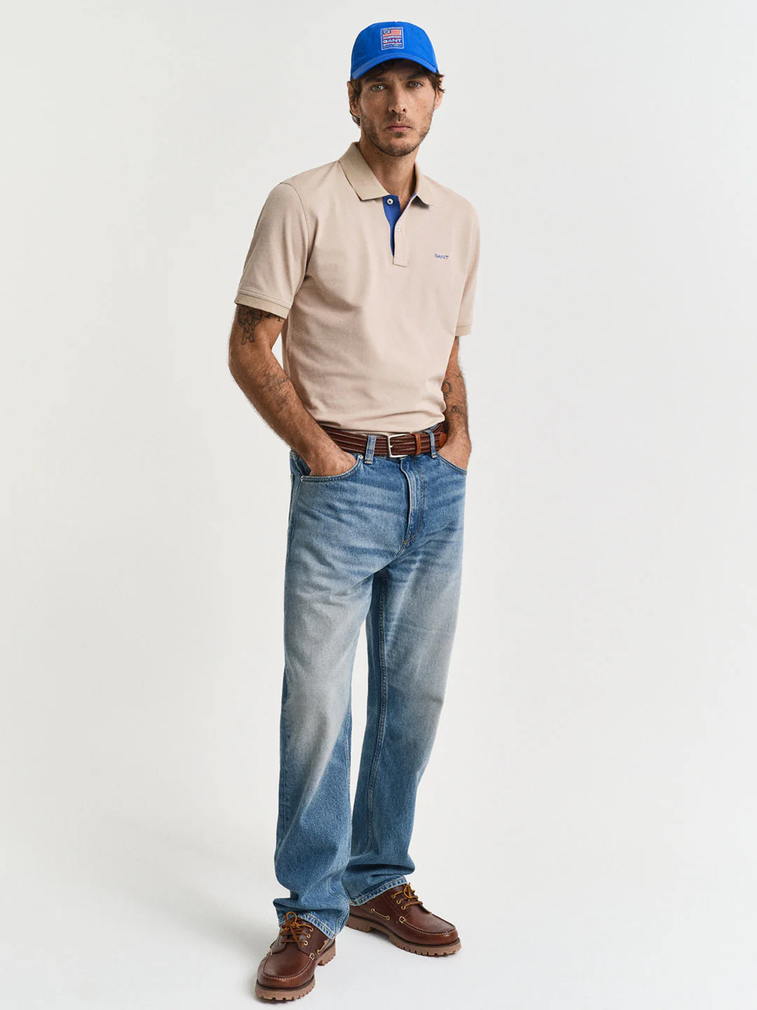Gant Men Beige Polo Collar Short Sleeves Tshirt - Image 4