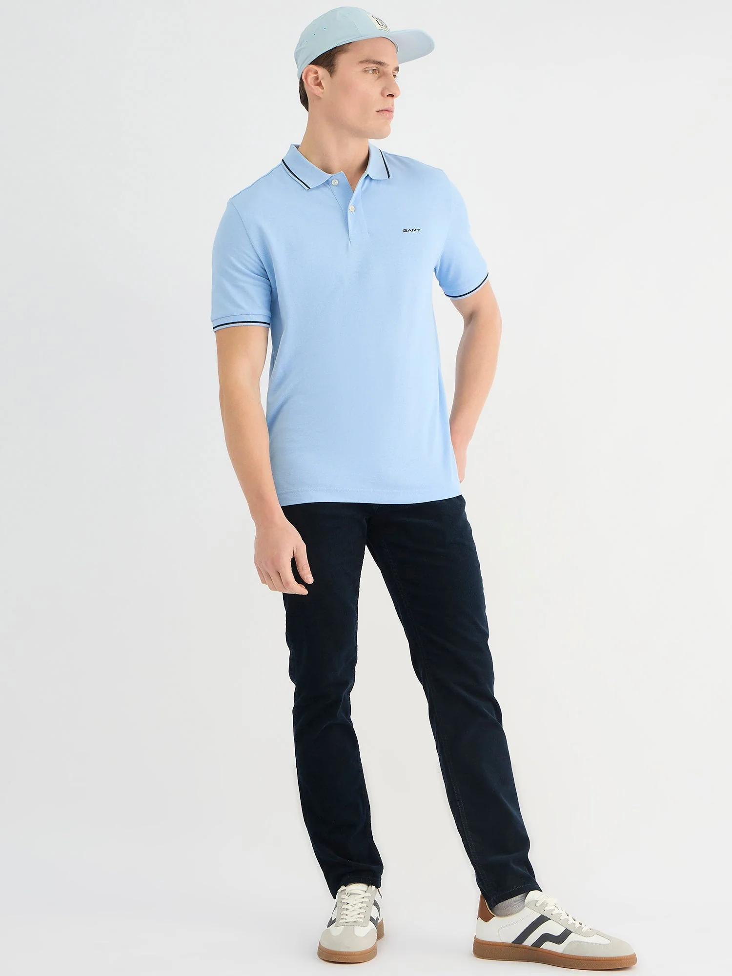 Gant Men Blue Regular Fit Solid Polo Tshirt - Image 2