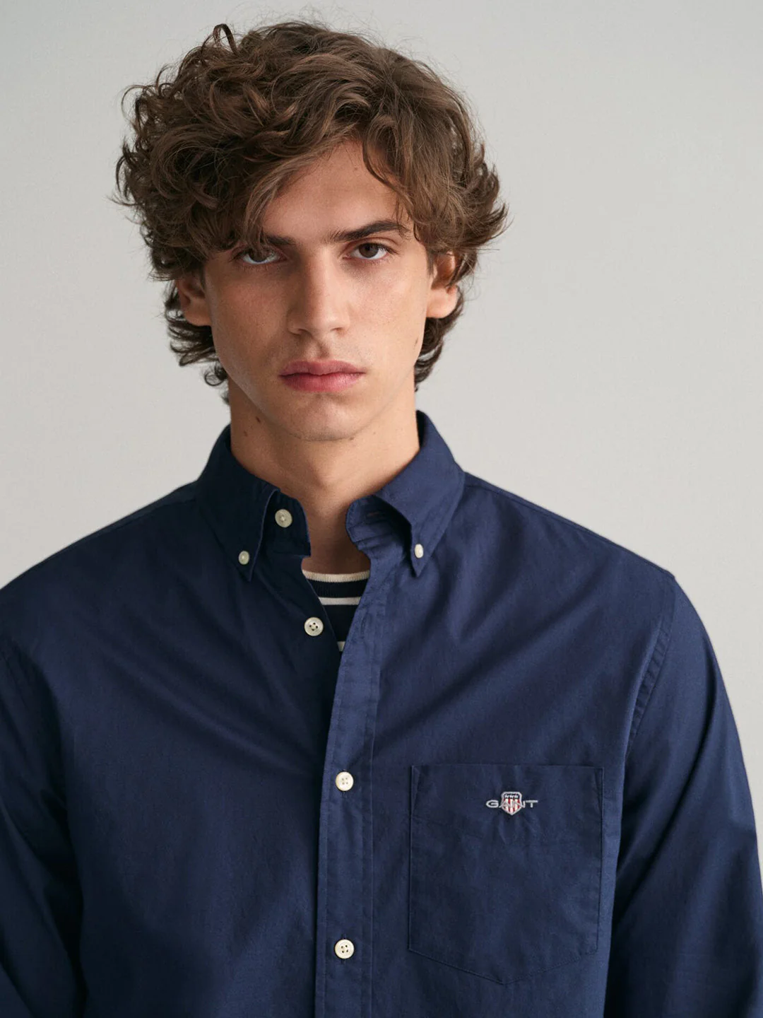 Gant Men Navy Blue Solid Button-Down Collar Full Sleeves Shirt - Image 4