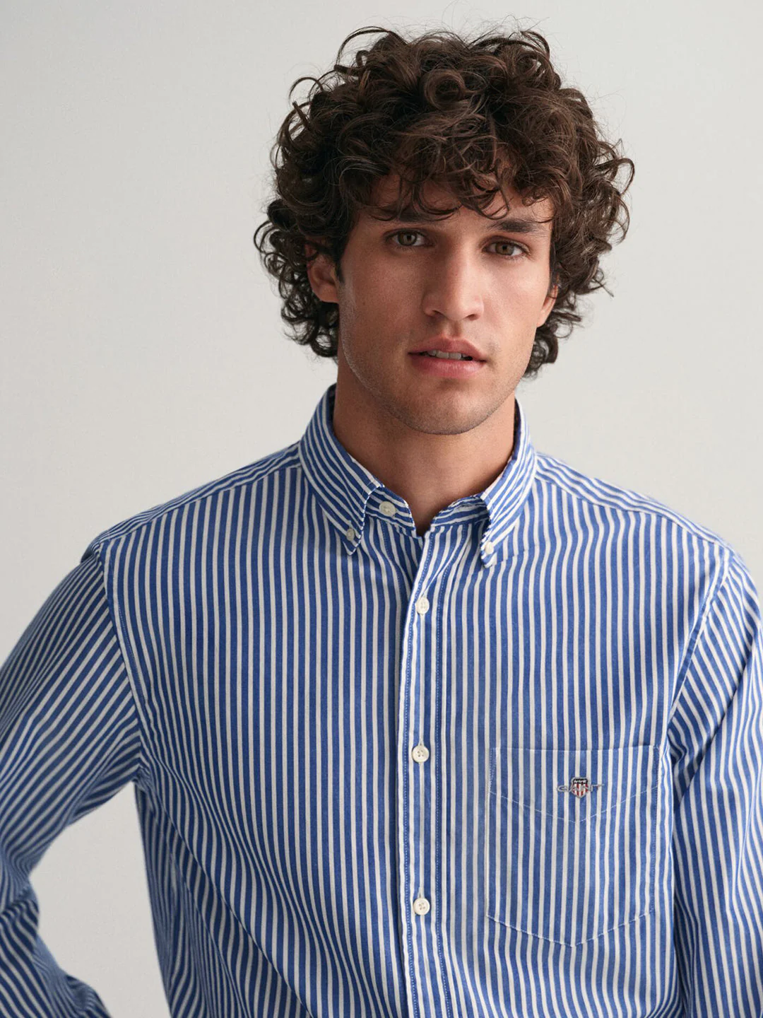 Gant Men Blue Striped Button-Down Collar Full Sleeves Shirt - Image 3