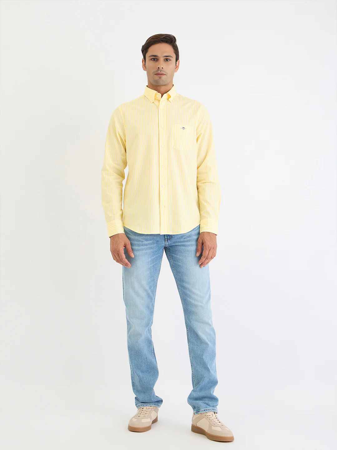 Gant Men Yellow Striped Collar Shirt - Image 2