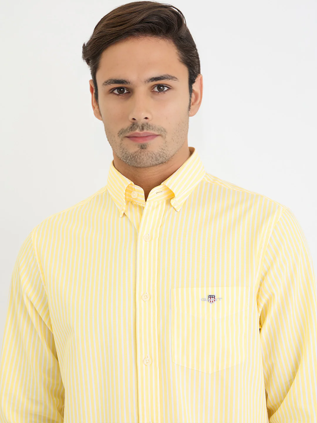 Gant Men Yellow Striped Collar Shirt - Image 4