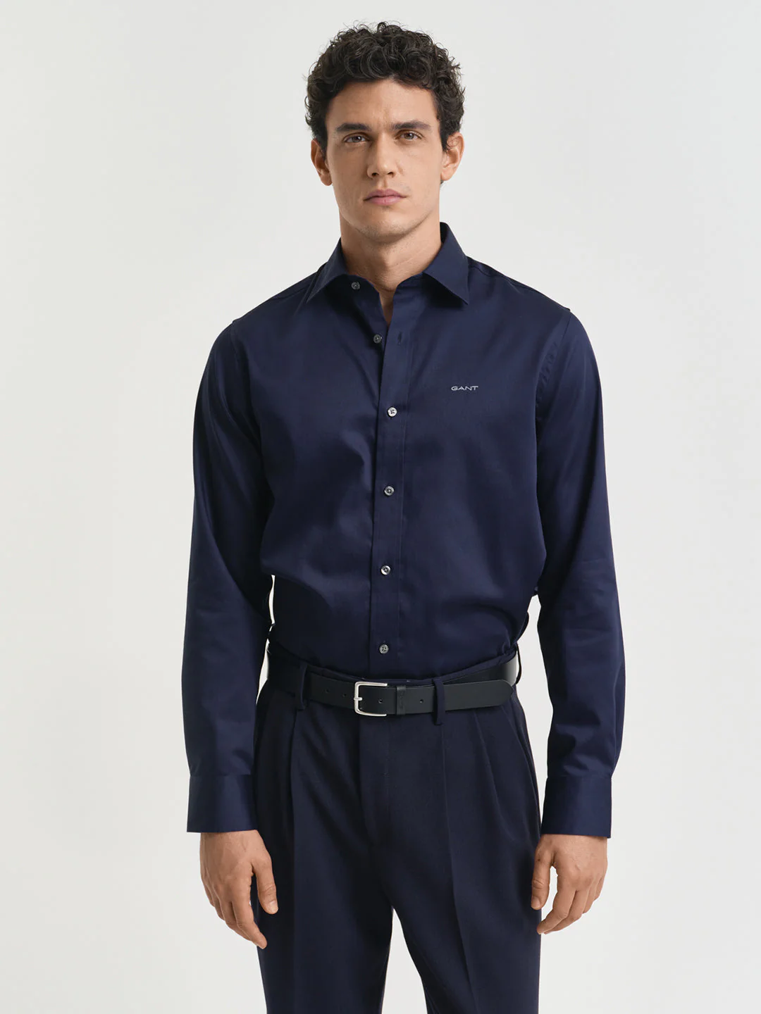 Gant Men Navy Blue Spread Collar Full Sleeves Shirt - Image 5