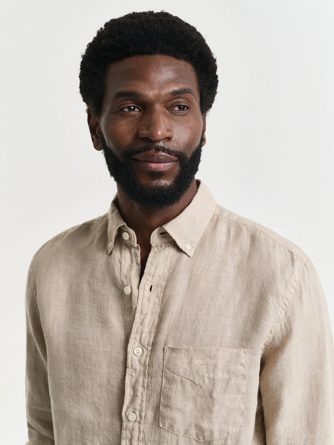 Gant Men Beige Regular Fit Solid Linen Shirt - Image 5