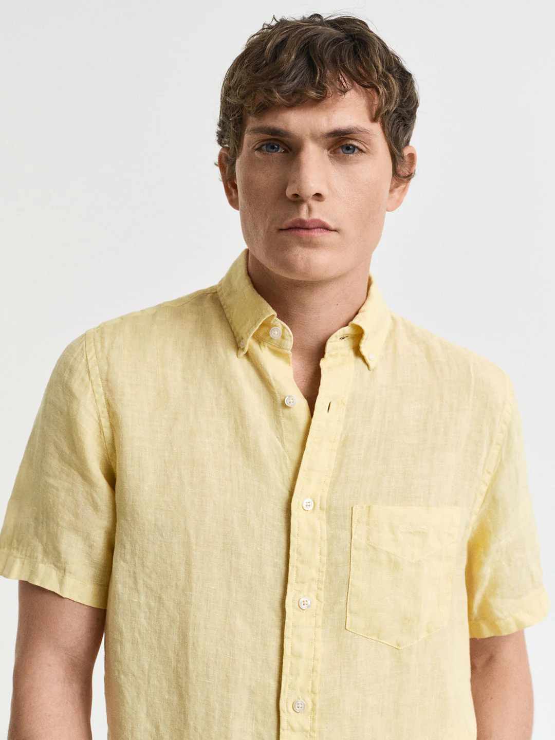 Gant Men Yellow Regular Fit Solid Linen Shirt - Image 4
