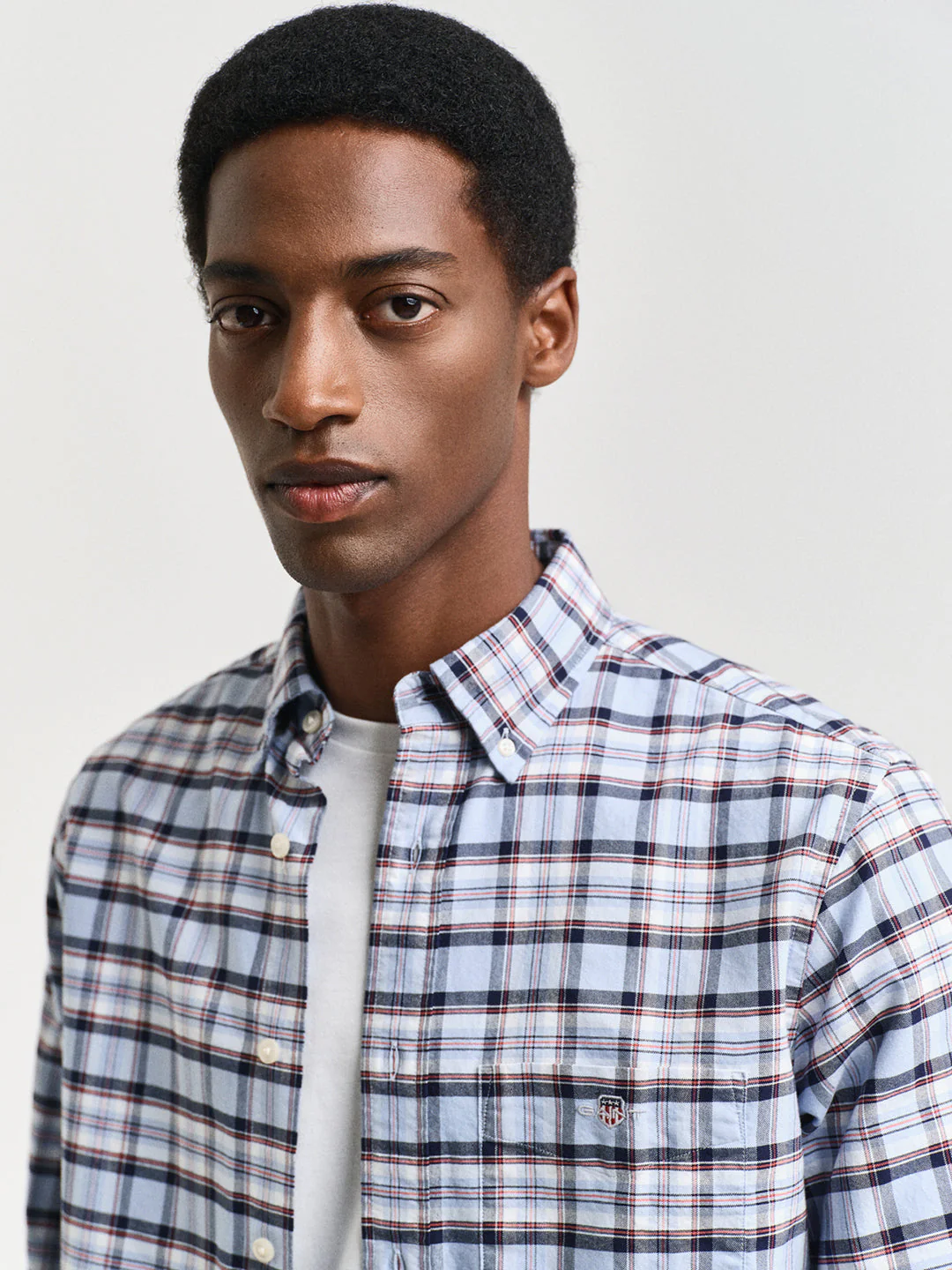 Gant Men Blue Checked Button-Down Collar Full Sleeves Shirt - Image 3
