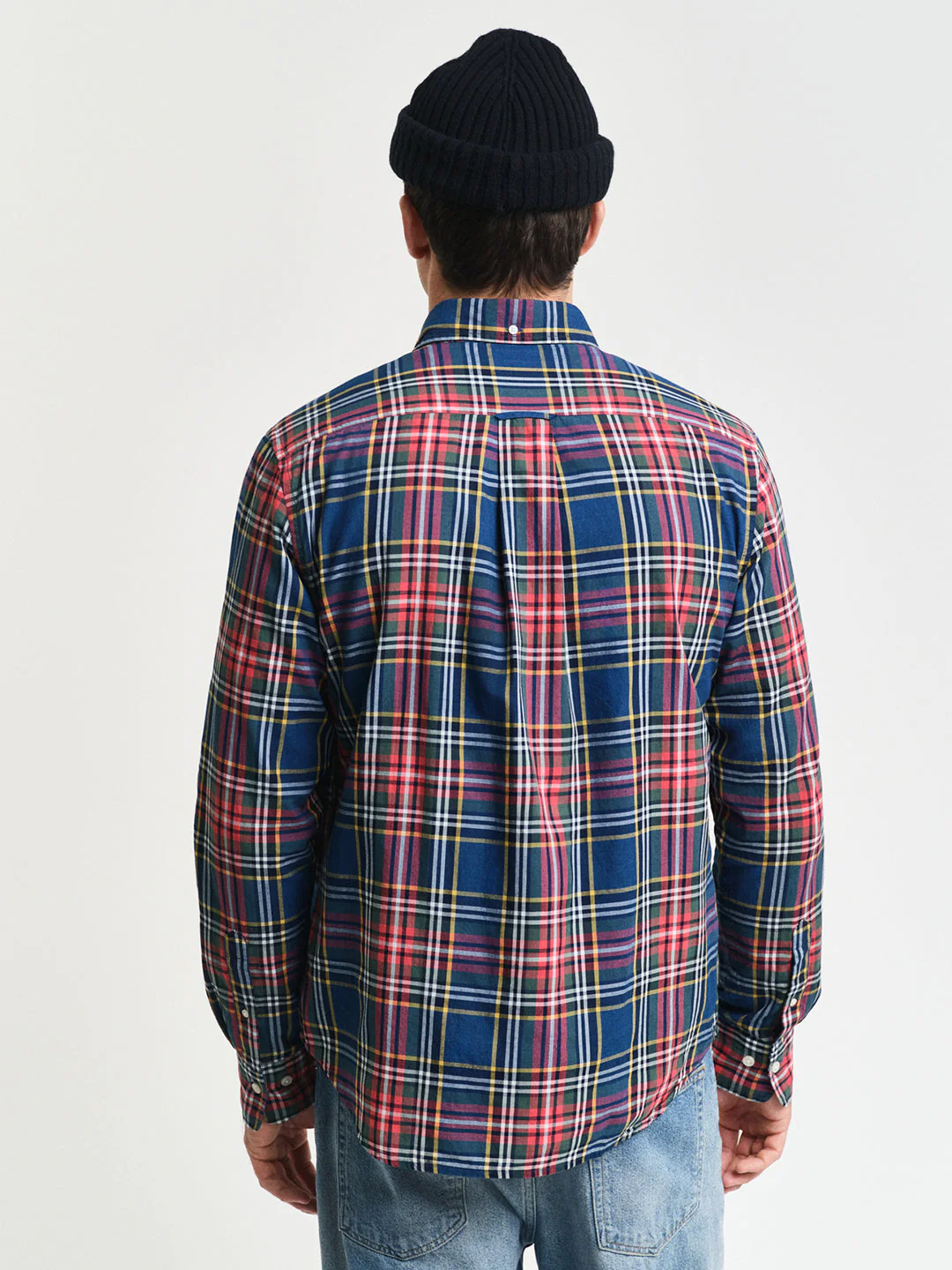 Gant Men Blue Checked Button-Down Collar Full Sleeves Shirt - Image 2
