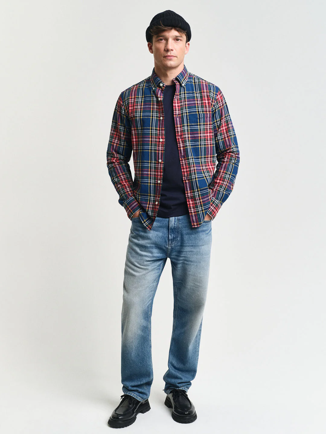 Gant Men Blue Checked Button-Down Collar Full Sleeves Shirt - Image 5