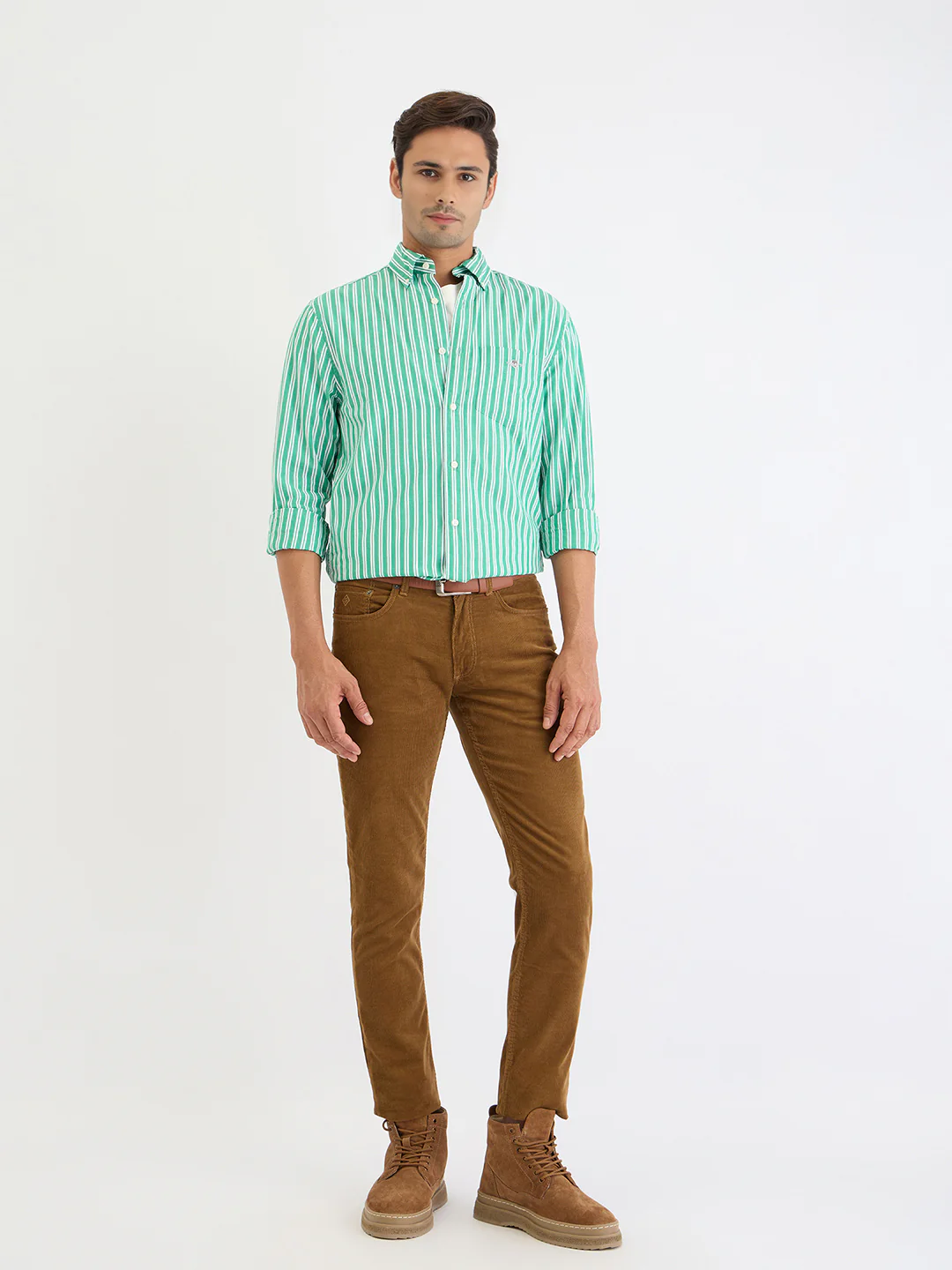 Gant Men Green Striped Collar Shirt - Image 2