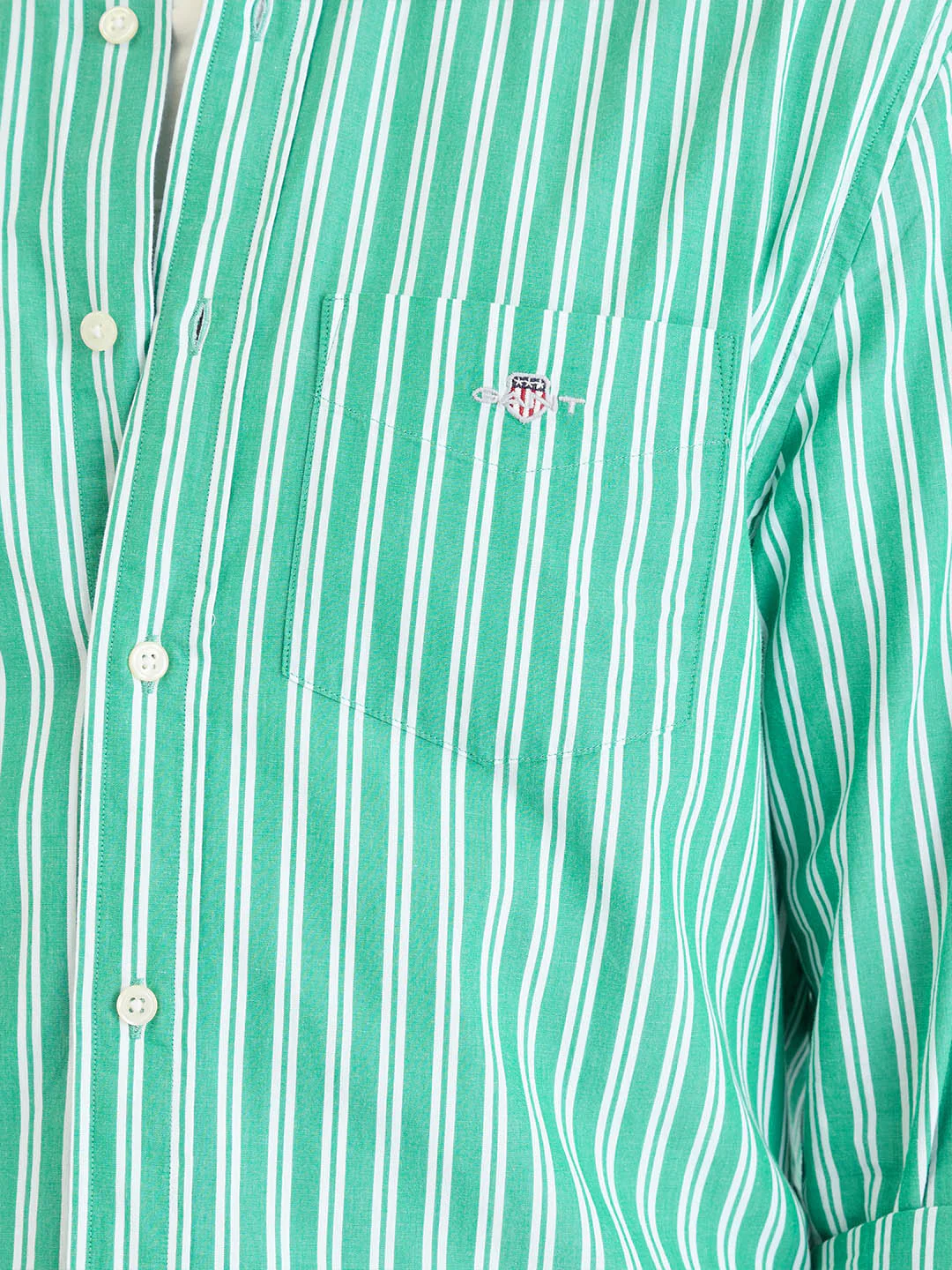 Gant Men Green Striped Collar Shirt - Image 6