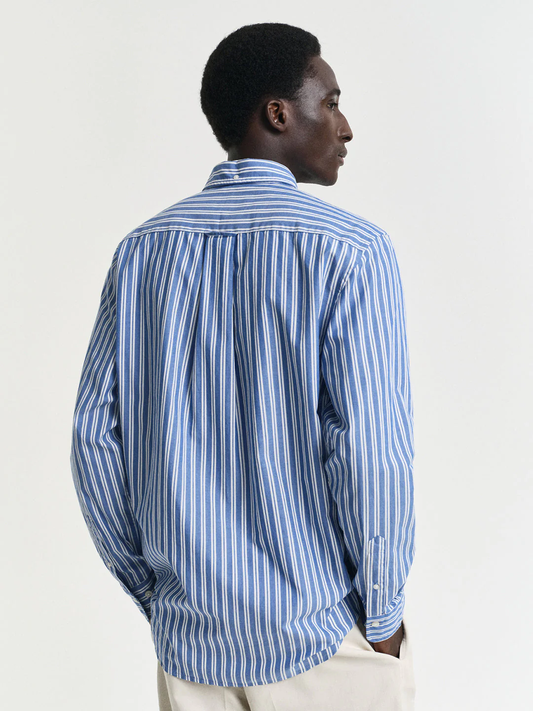 Gant Men Blue Striped Button-Down Collar Full Sleeves Shirt - Image 3