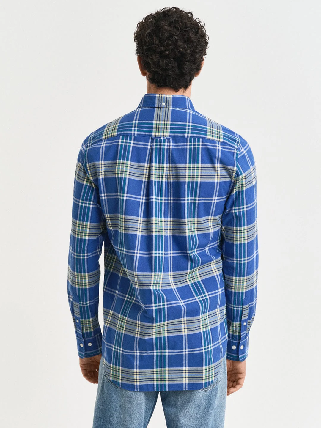 Gant Mens Blue Button Down Collar Full Sleeve Tartan Check Shirt - Image 2
