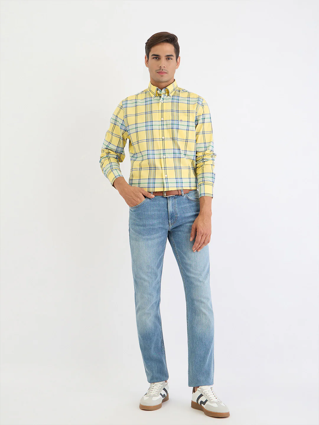 Gant Men Yellow Check Collar Shirt - Image 2