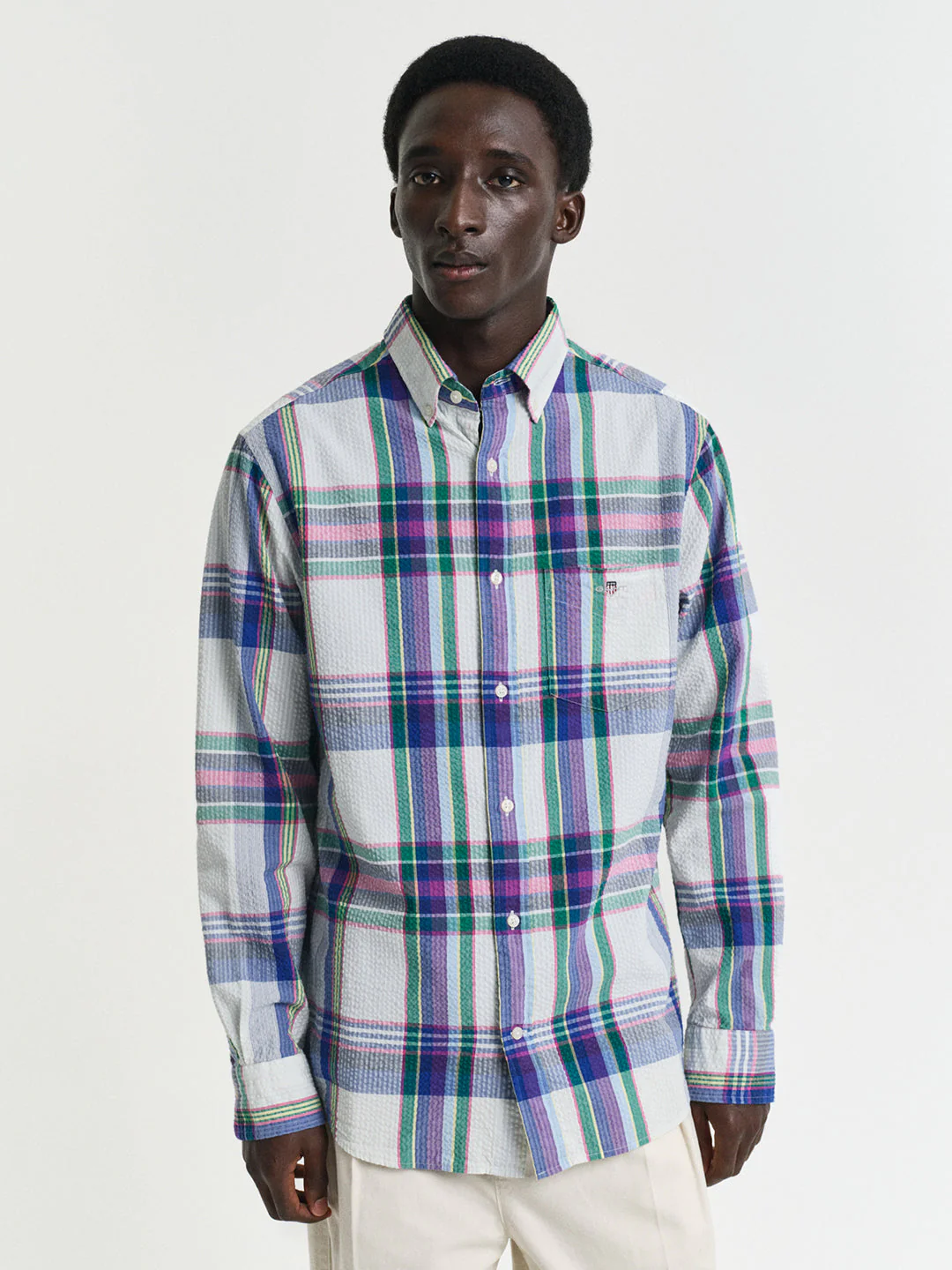 Gant Men White Checked Button-Down Collar Full Sleeves Shirt - Image 2