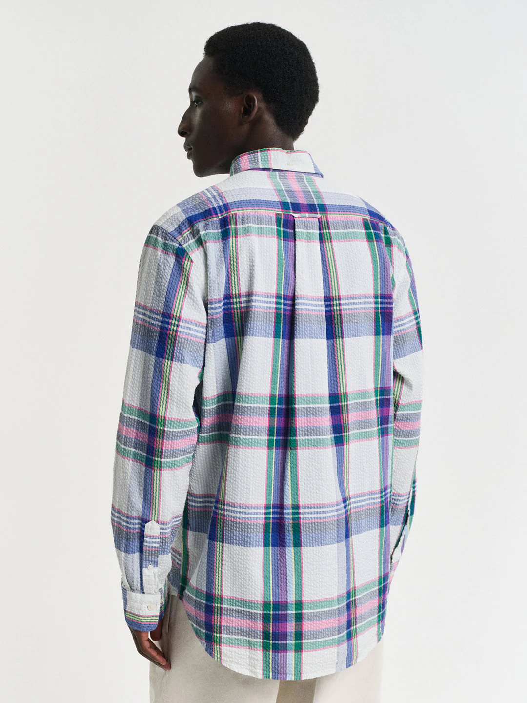 Gant Men White Checked Button-Down Collar Full Sleeves Shirt - Image 3