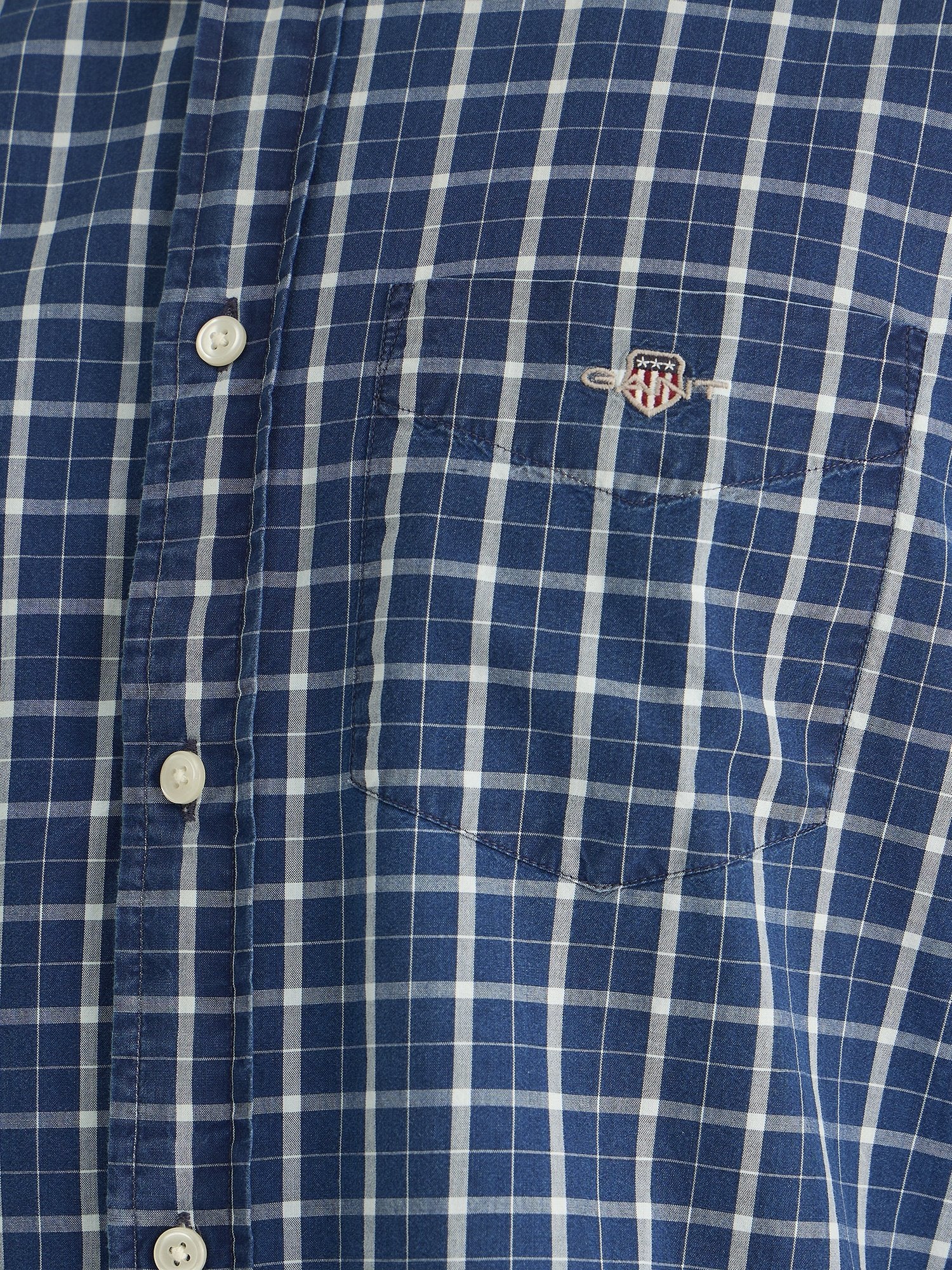 Gant Men Blue Regular Fit Checks Collar Neck Shirt - Image 5