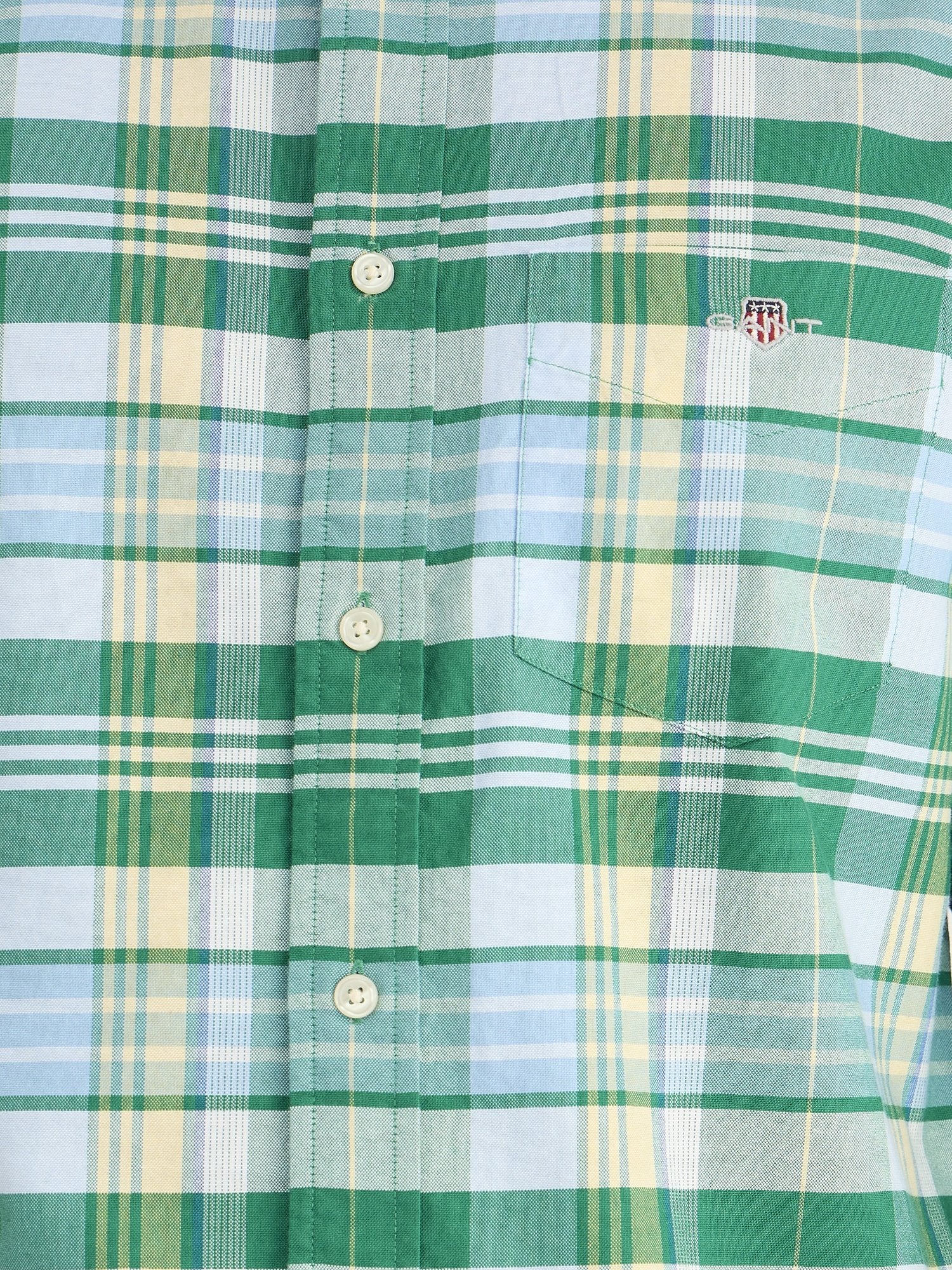 Gant Men Green Regular Fit Checks Collar Neck Shirt - Image 5