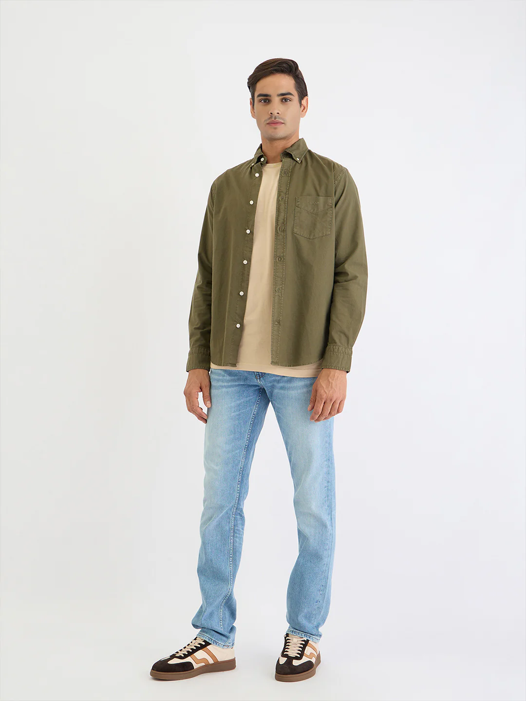 Gant Men Green Solid Collar Shirt - Image 2