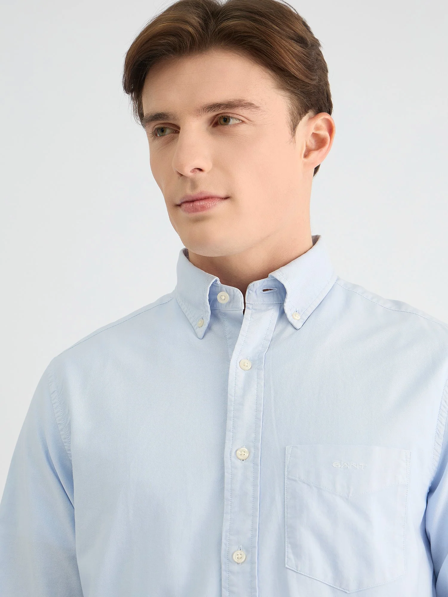 Gant Men Blue Regular Fit Solid Collar Neck Shirt - Image 4