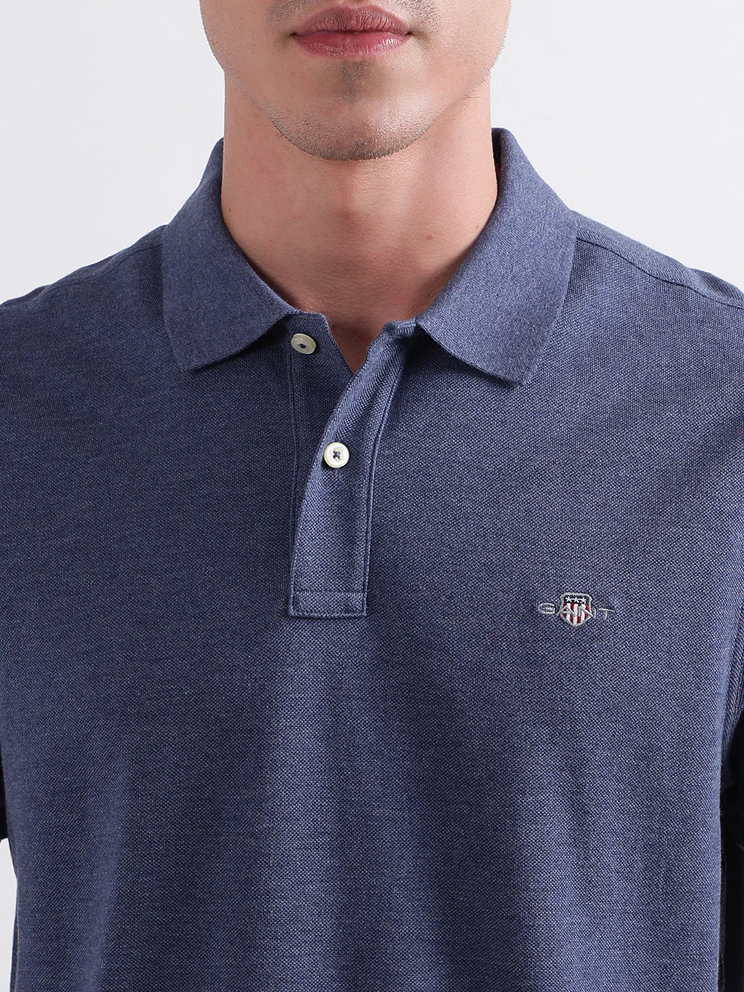 Gant Blue Melange Regular Fit Polo Tshirt - Image 6