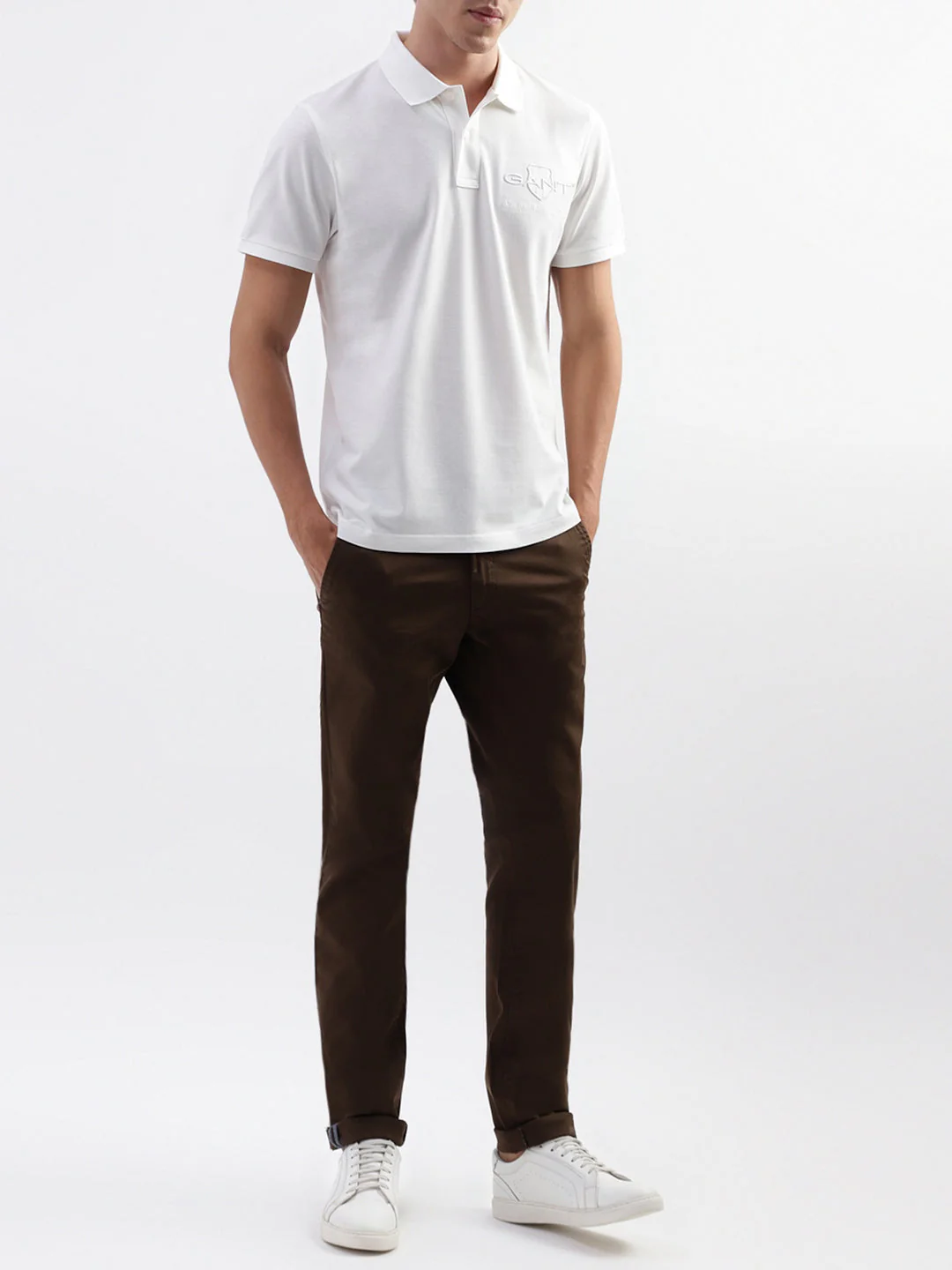 Gant Men Brown Solid Slim Fit Trouser - Image 5