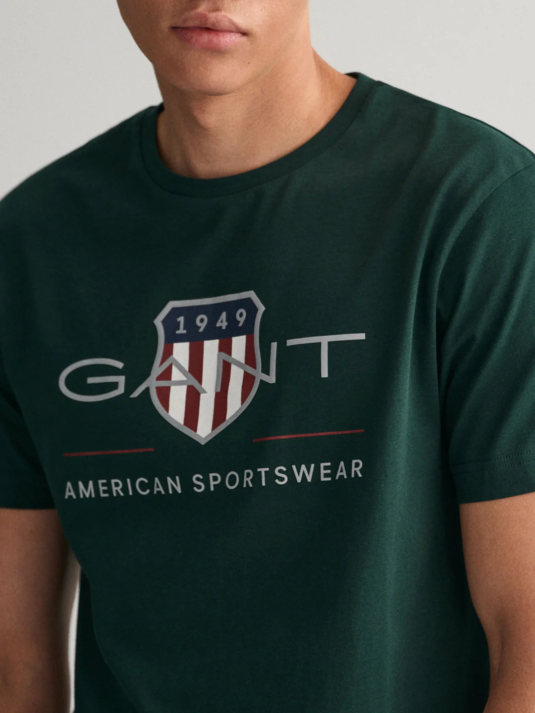 Gant Tartan Green Logo Regular Fit Tshirt - Image 3