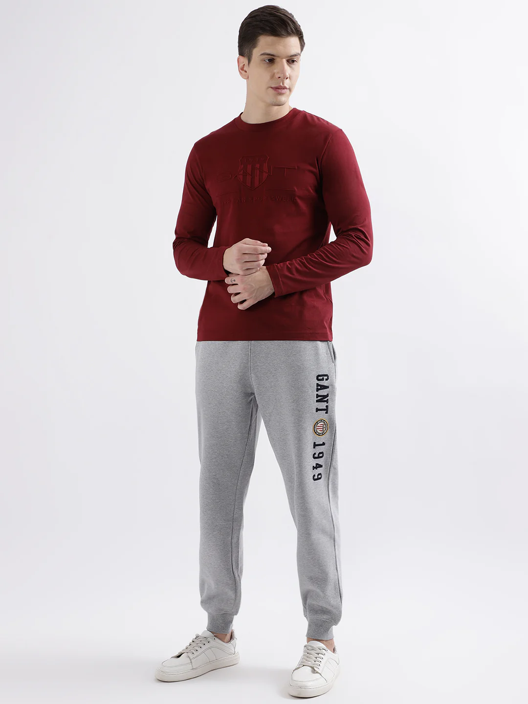 Gant Men Grey Melange Solid Relaxed Fit Sweatpant - Image 4