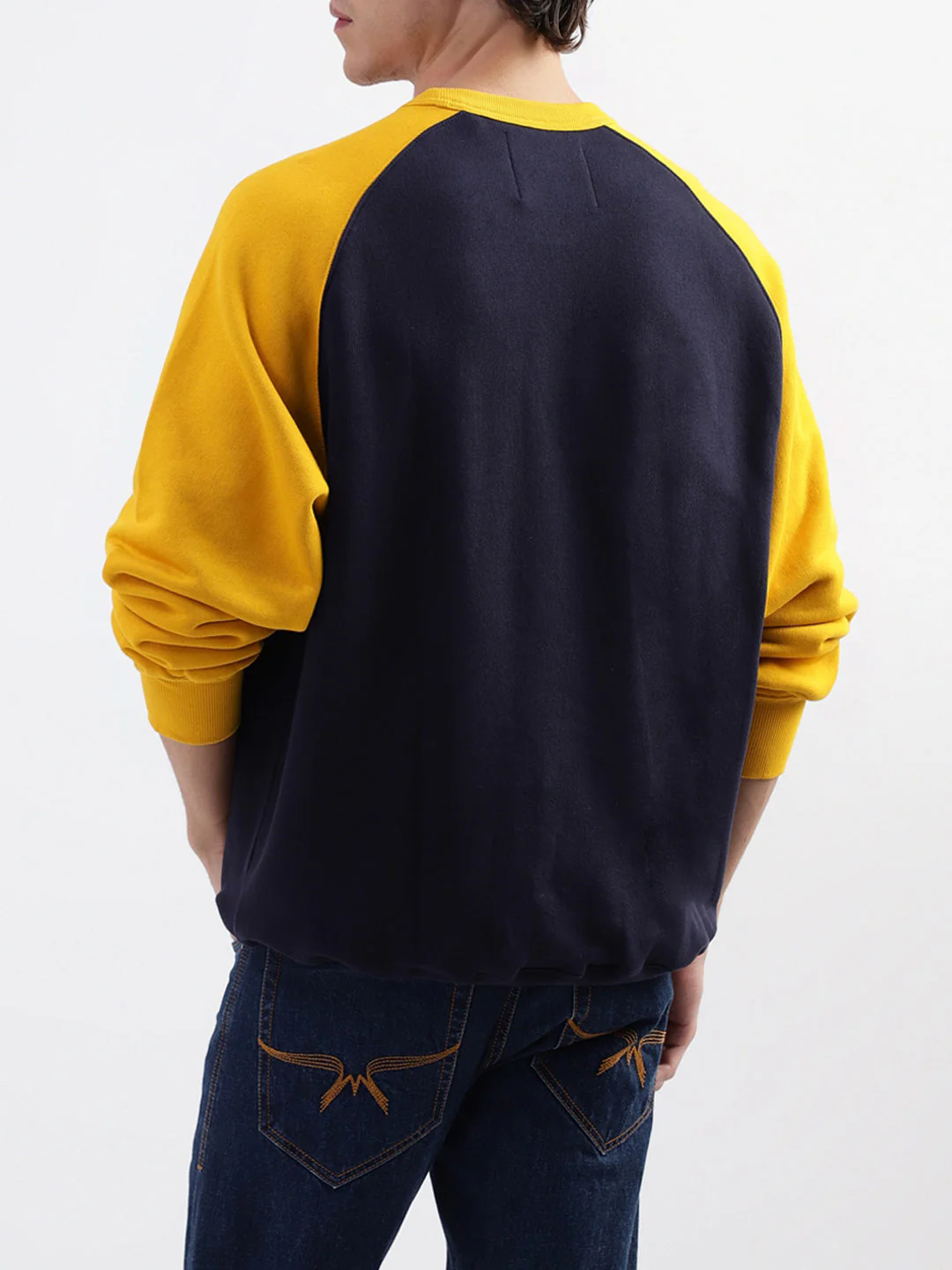 Gant Men Blue Colour Blocked Round Neck Sweatshirt - Image 3