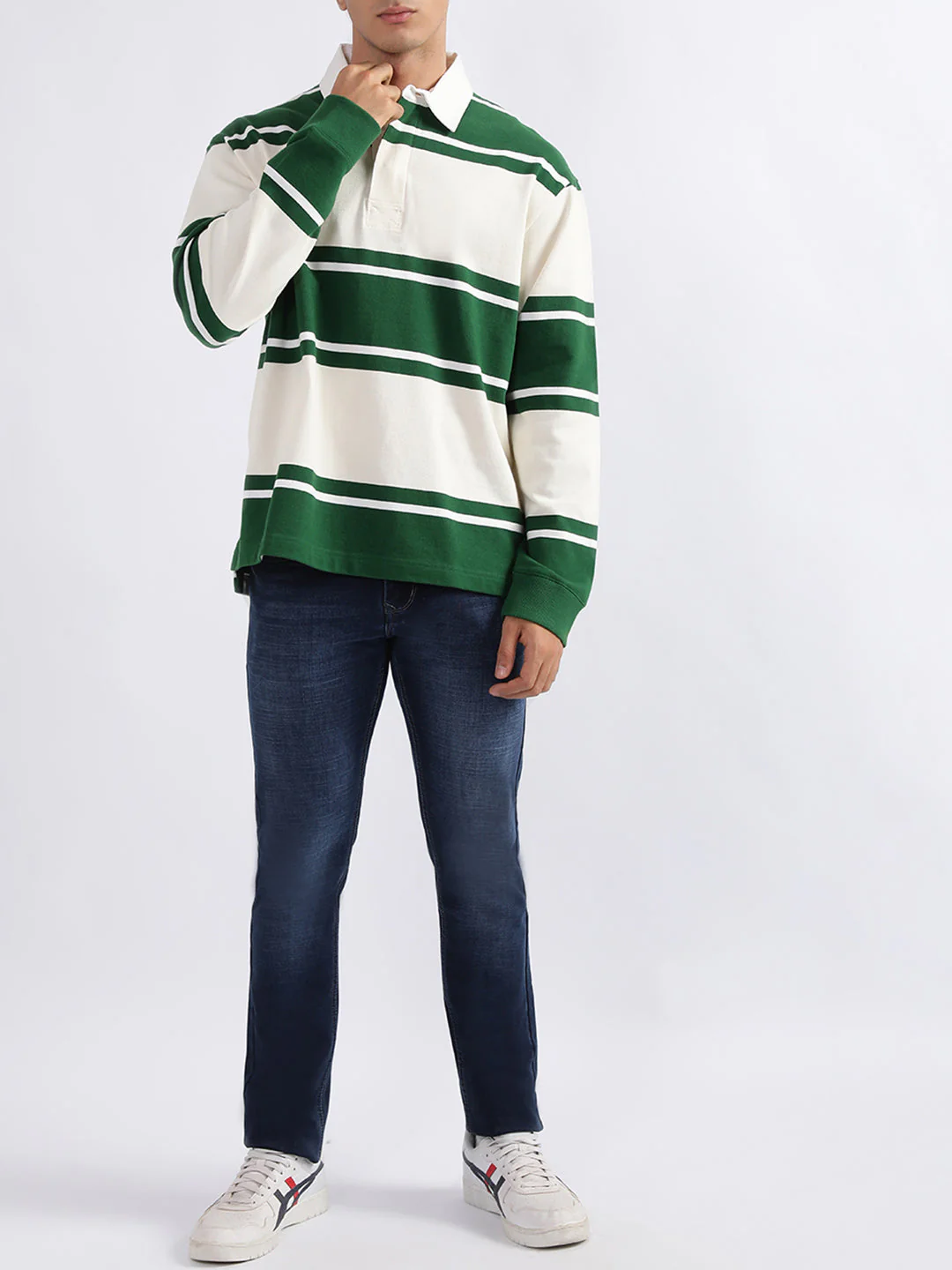 Gant Green Striped Relaxed Fit Polo Tshirt - Image 6
