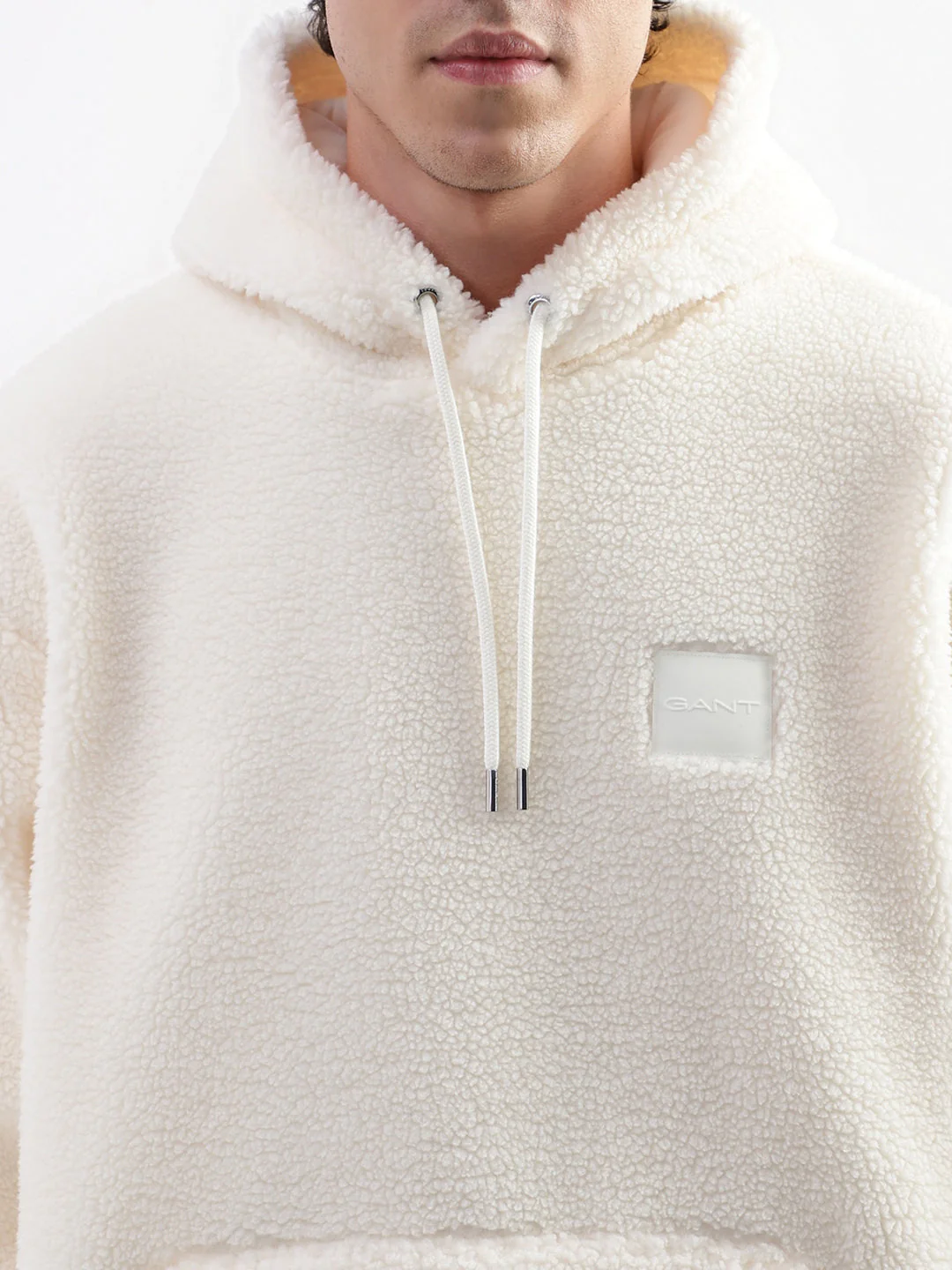 Gant Men Cream Solid Hooded Sweatshirt - Image 5