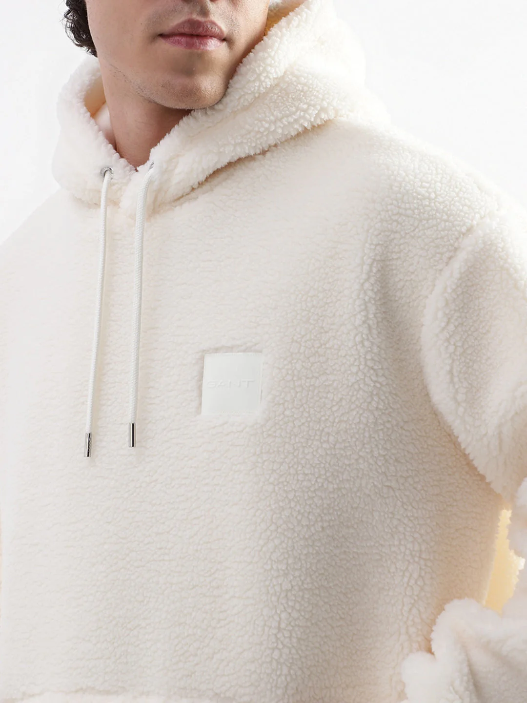 Gant Men Cream Solid Hooded Sweatshirt - Image 6