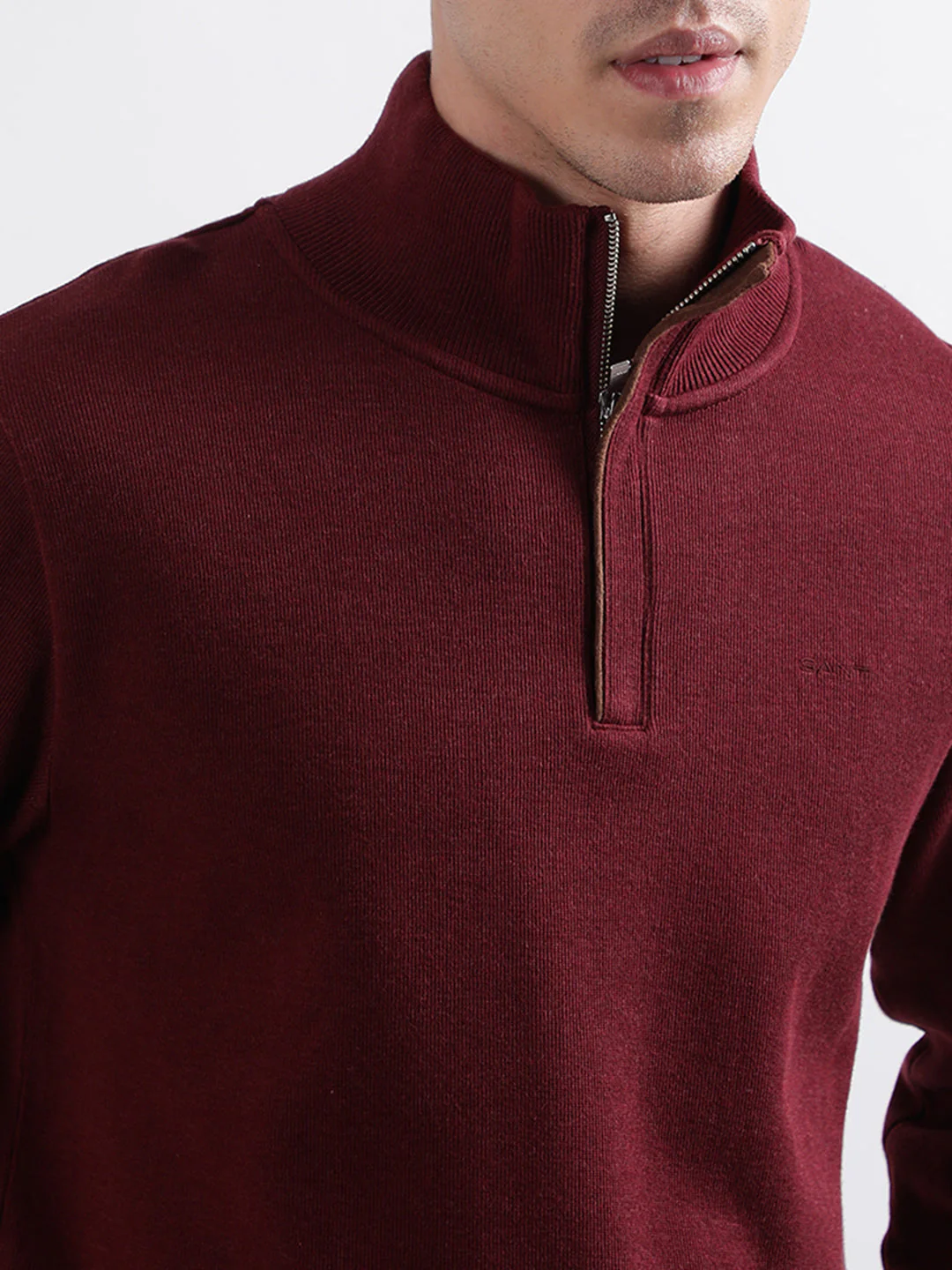 Gant Men Red Solid High Neck Sweatshirt - Image 5