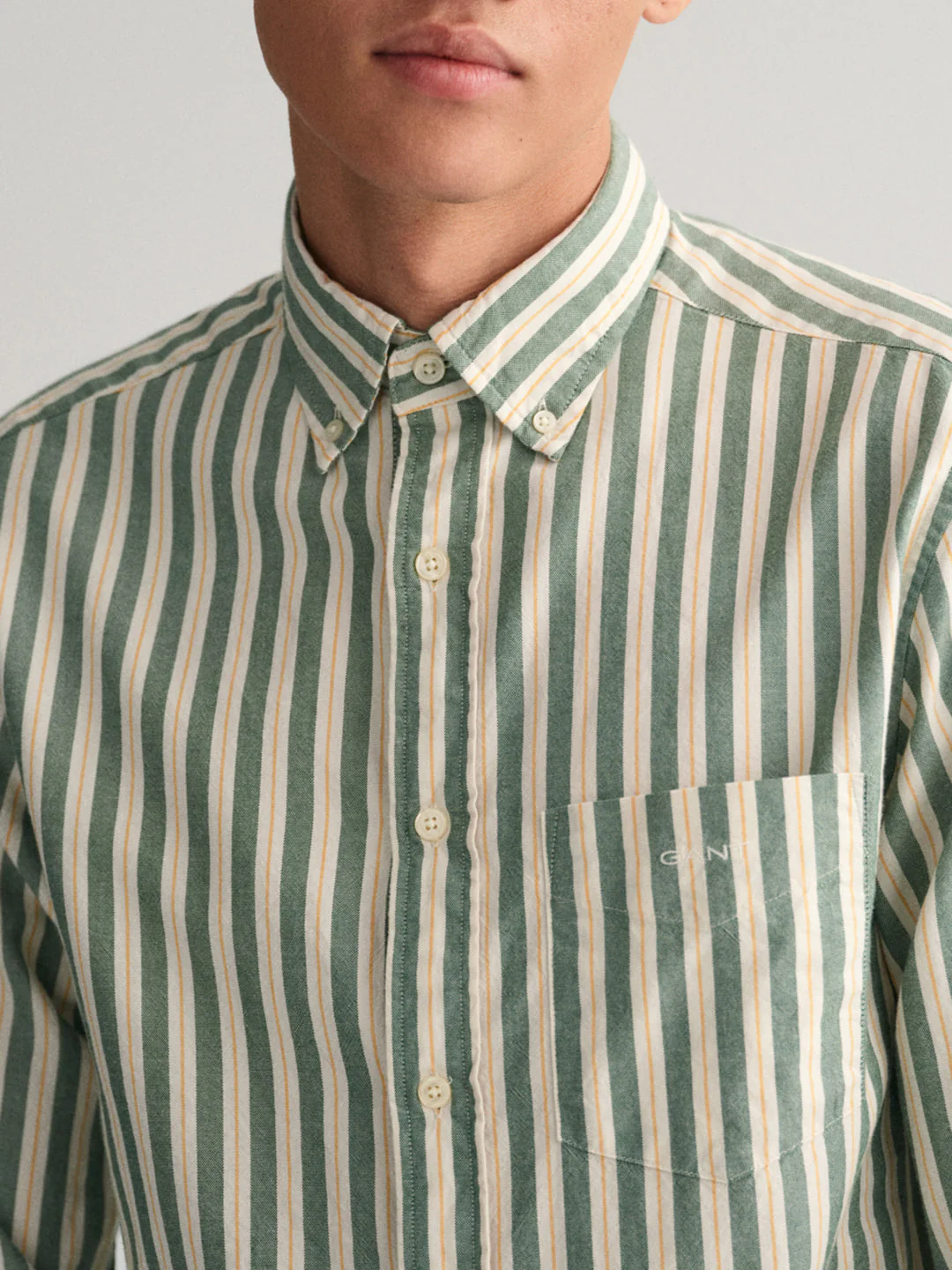 Gant Forest Green Striped Regular Fit Shirt - Image 2