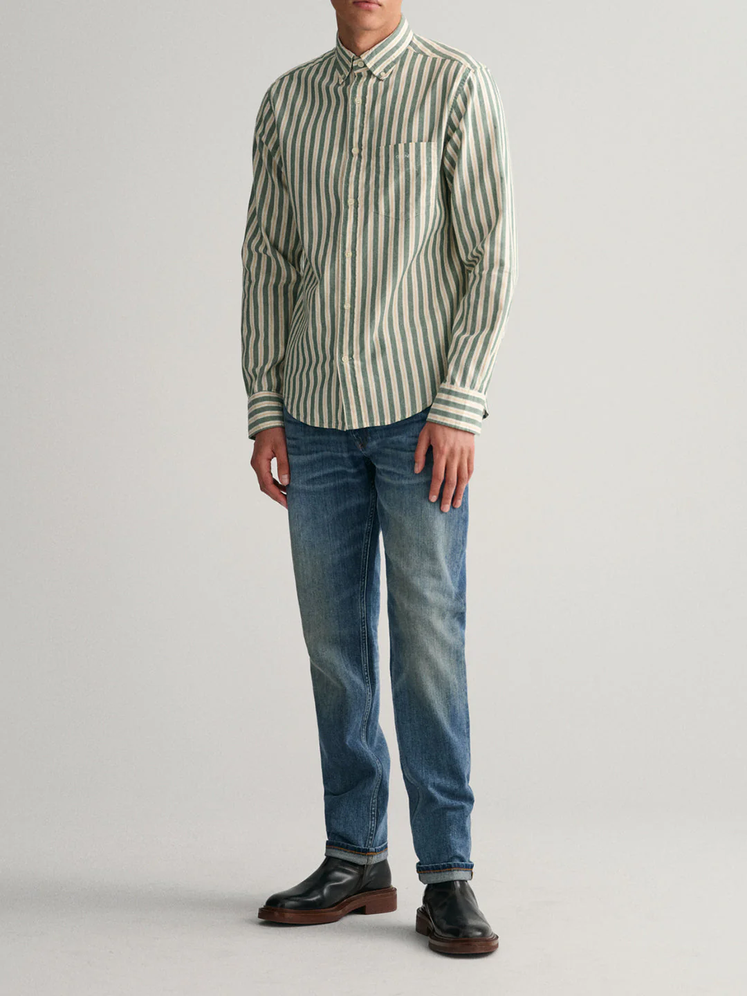 Gant Forest Green Striped Regular Fit Shirt - Image 3