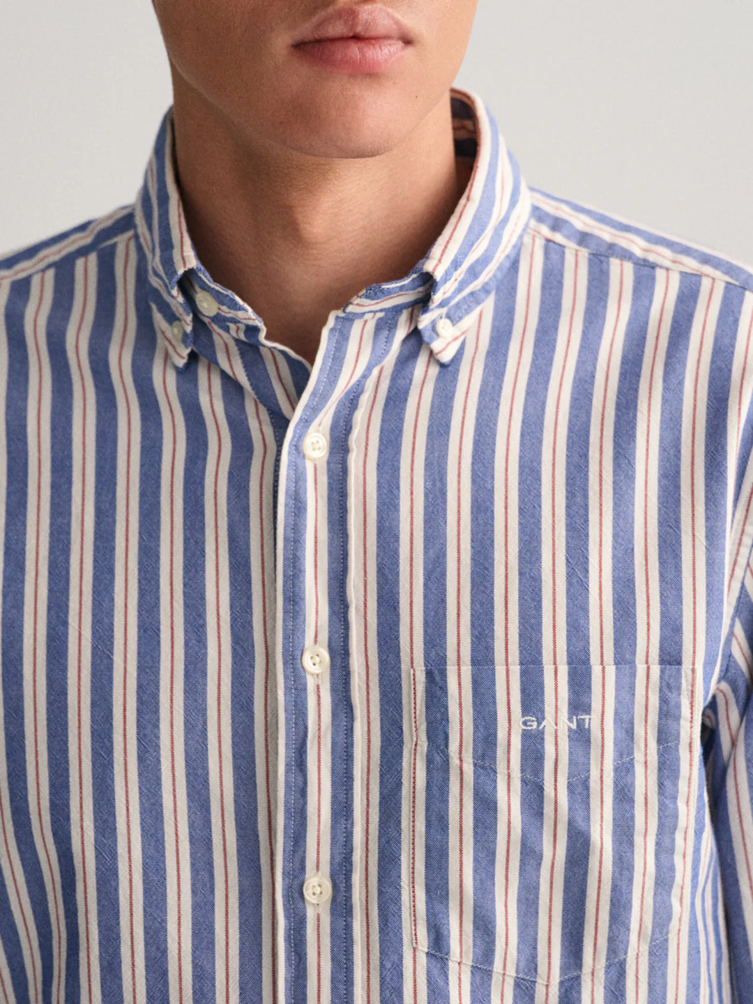 Gant College Blue Striped Regular Fit Shirt - Image 2