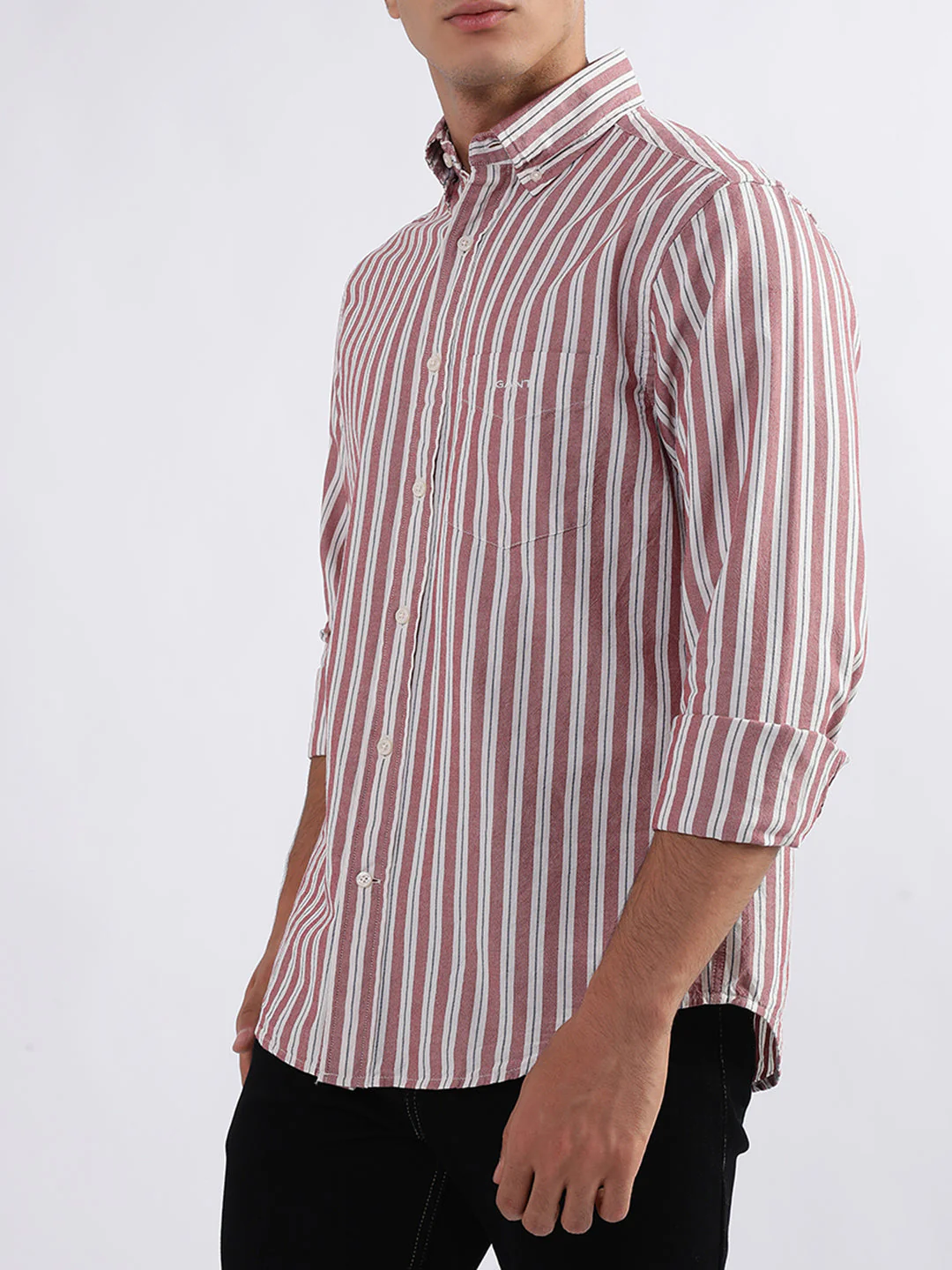 Gant Red Striped Regular Fit Shirt - Image 3